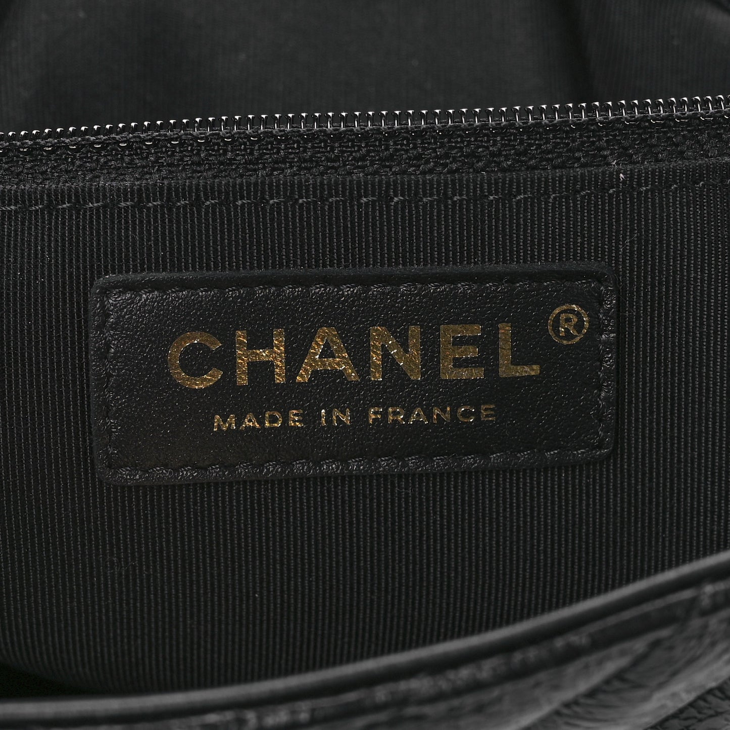 Aged Calfskin Chevron Quilted Shopping Tote Black