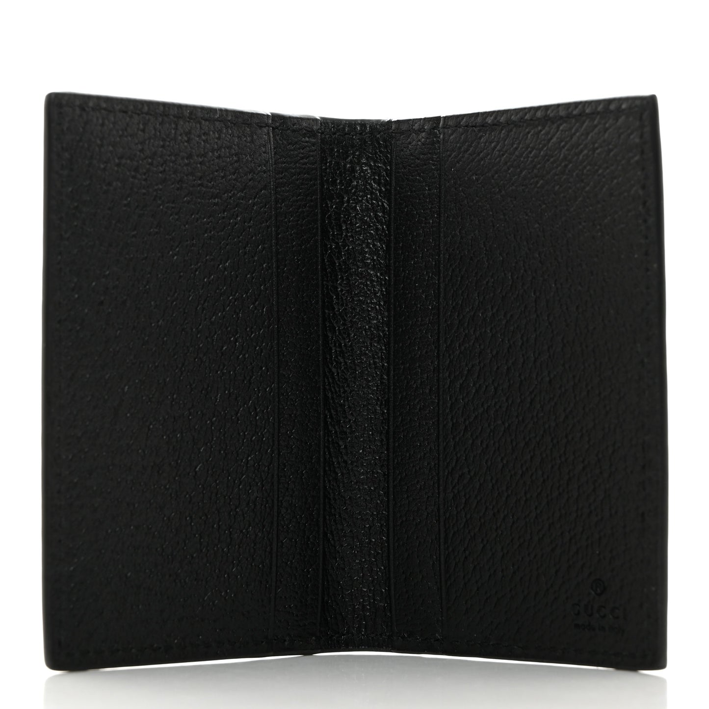 Textured Dollar Calfskin Horsebit Card Holder Black