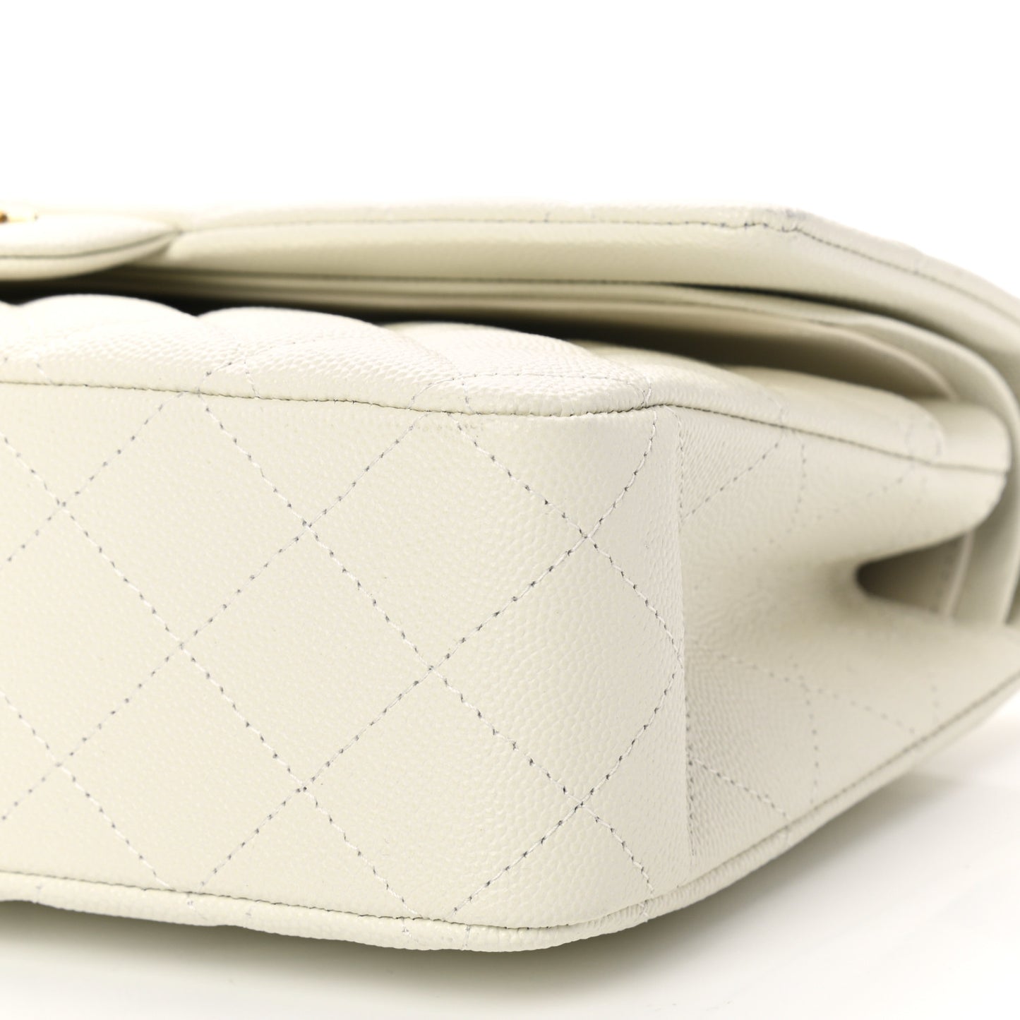 Caviar Quilted Medium Double Flap White