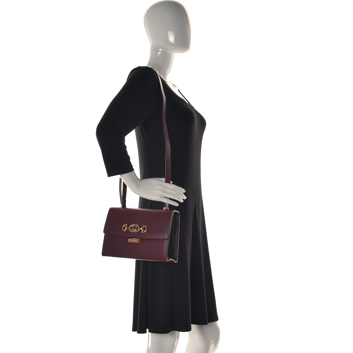 Gucci Smooth Calfskin Small Zumi Shoulder Bag Vintage Bordeaux 2 of 15