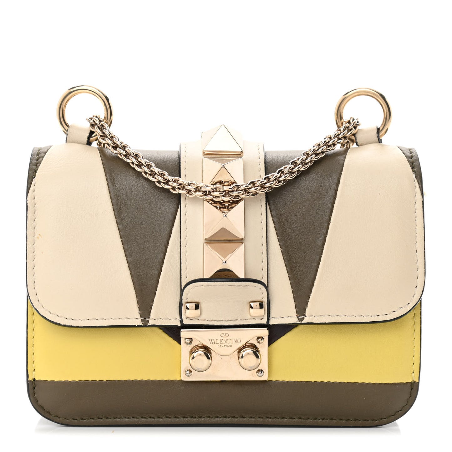 Vitello Colorblock Mini Glam Lock Rockstud Flap Multicolor