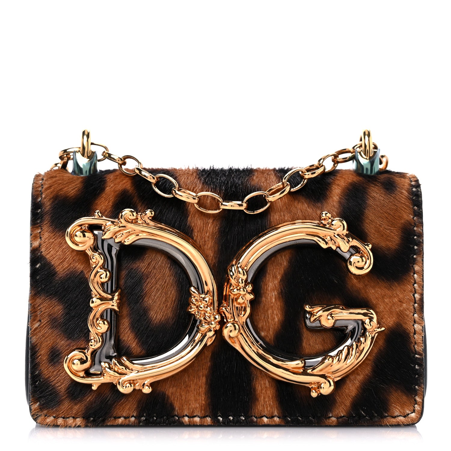 Dolce & Gabbana Pony Hair Leopard Print Micro DG Girls Shoulder
