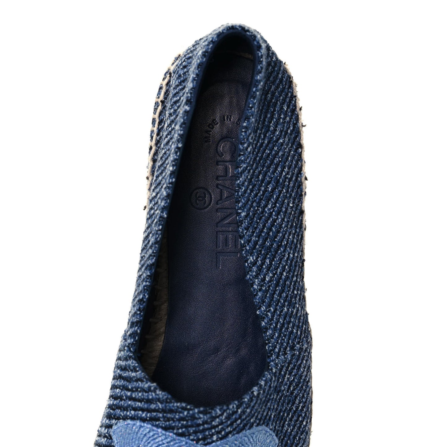 Cotton Tweed CC Espadrilles 41 Blue Ecru Black