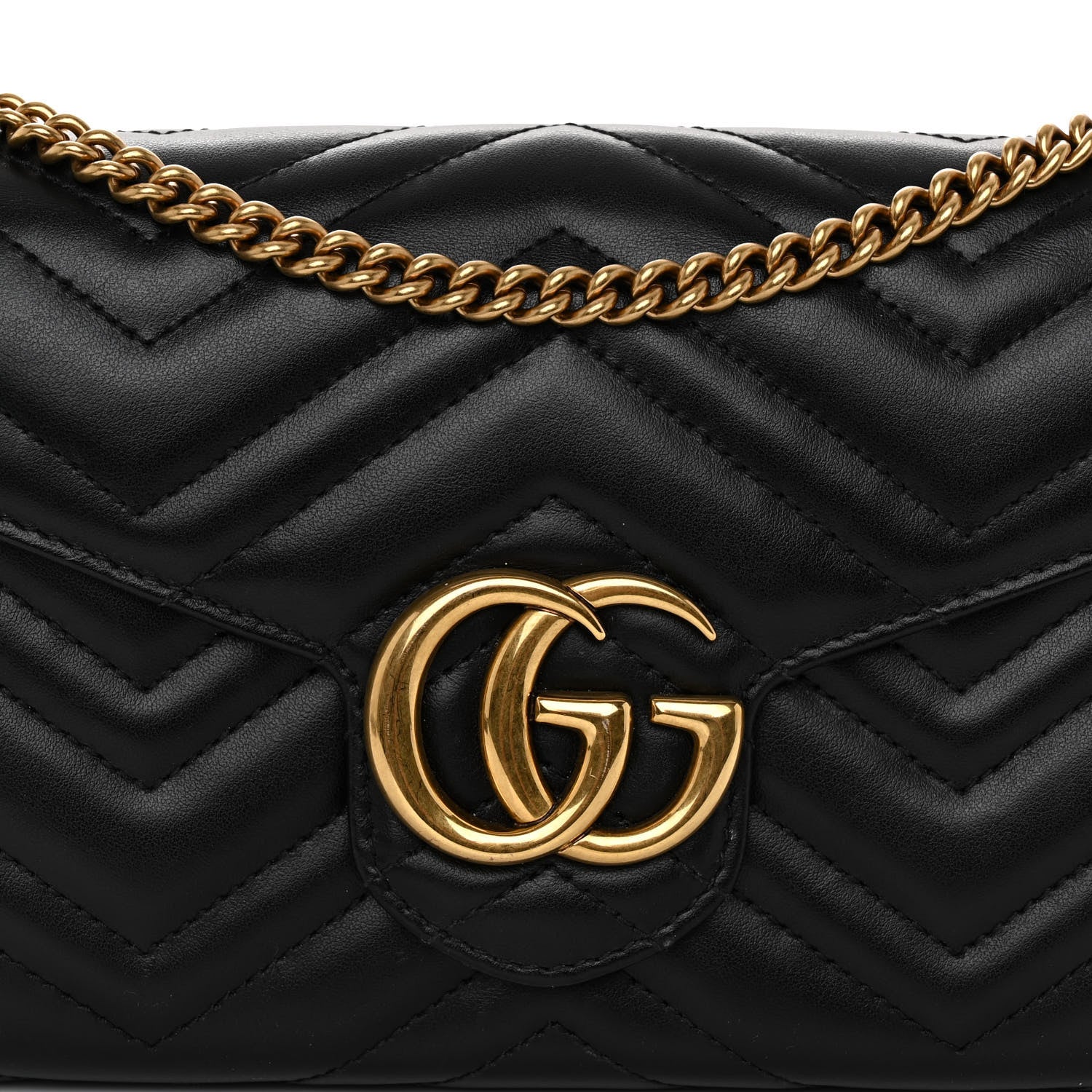 Gucci Calfskin Matelasse GG Marmont Chain Wallet Black 10 of 19