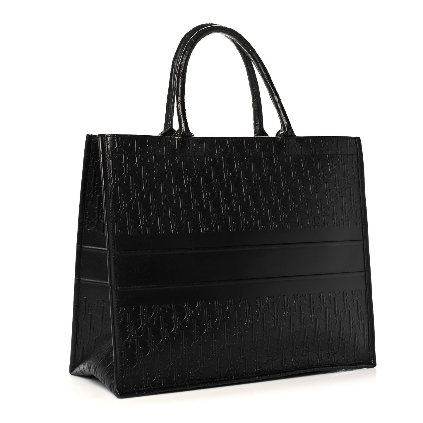 Oblique Calfskin Embossed Large Book Tote Black