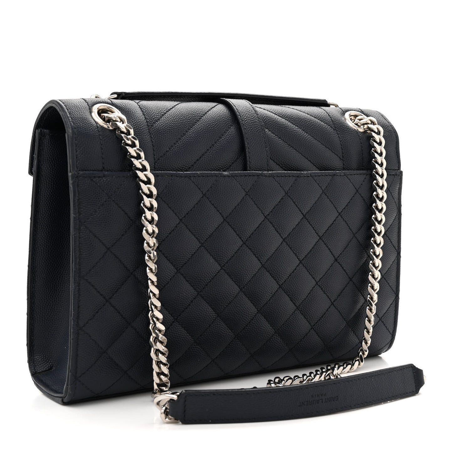 Grain De Poudre Textured Mixed Matelasse Triquilt Medium Monogram Satchel Deep Marine