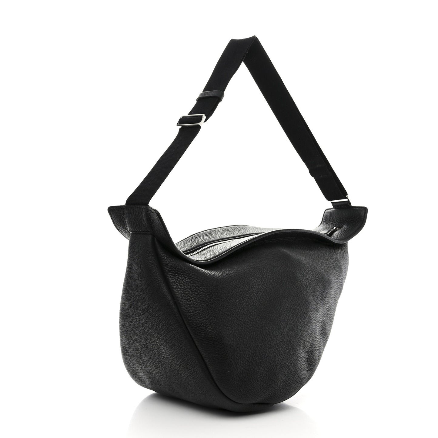 Grained Calfskin Large Slouchy Banana Bag Black