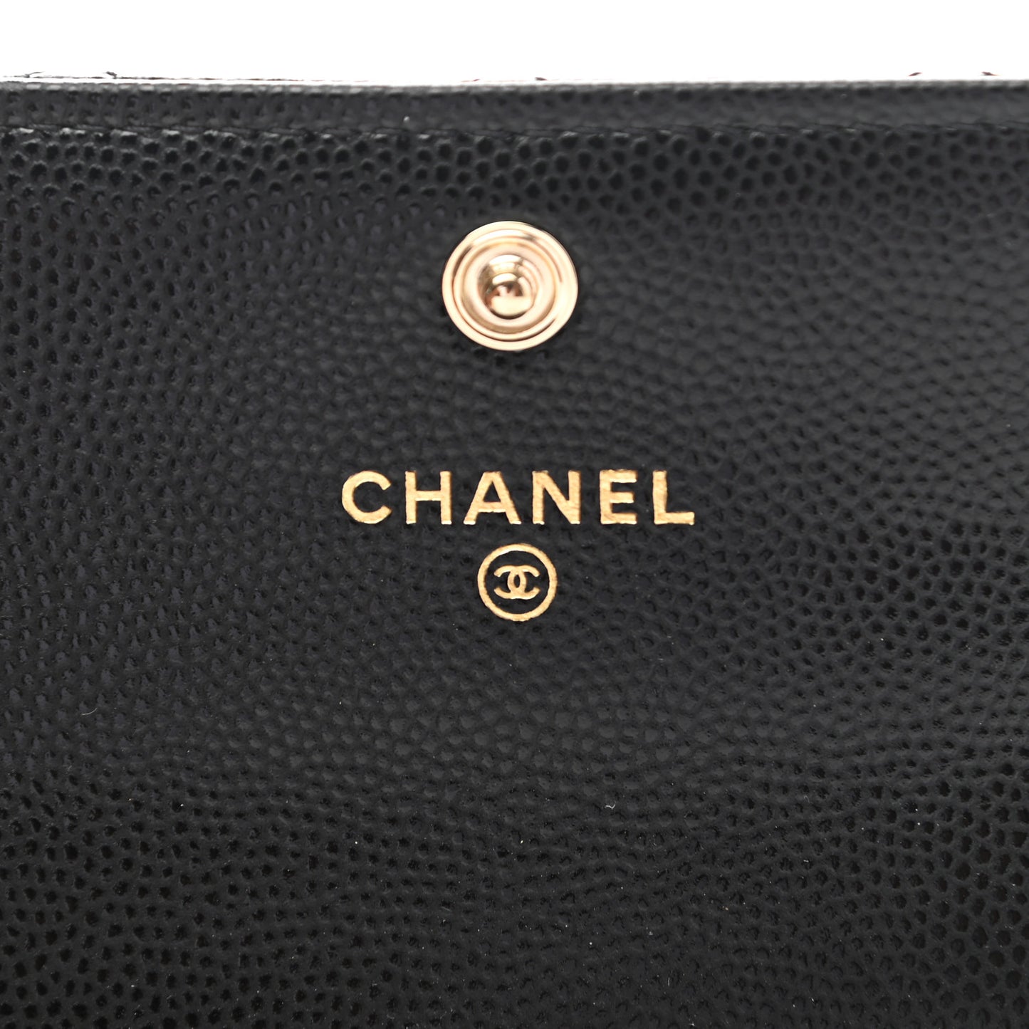 Caviar Quilted Crystal CC Flap Card Holder Black