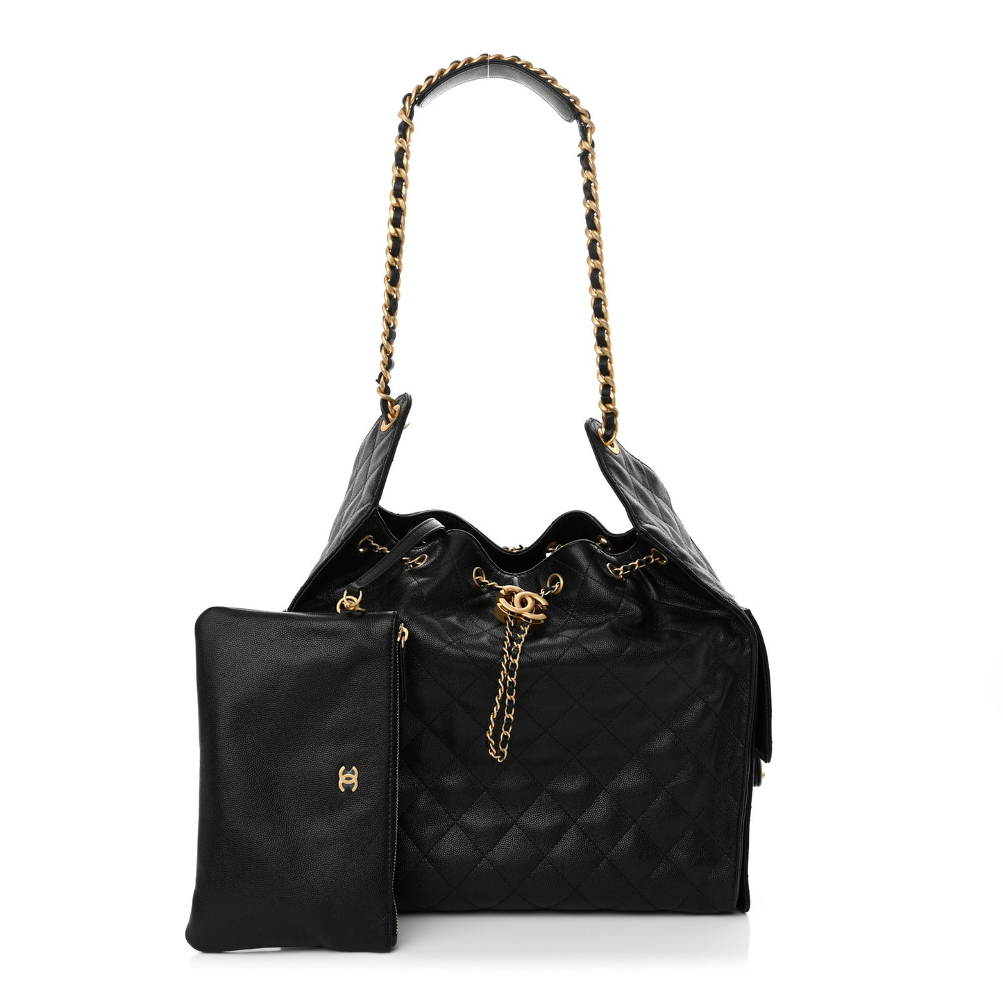 Caviar Quilted Medium Chanel 25 Handbag Black
