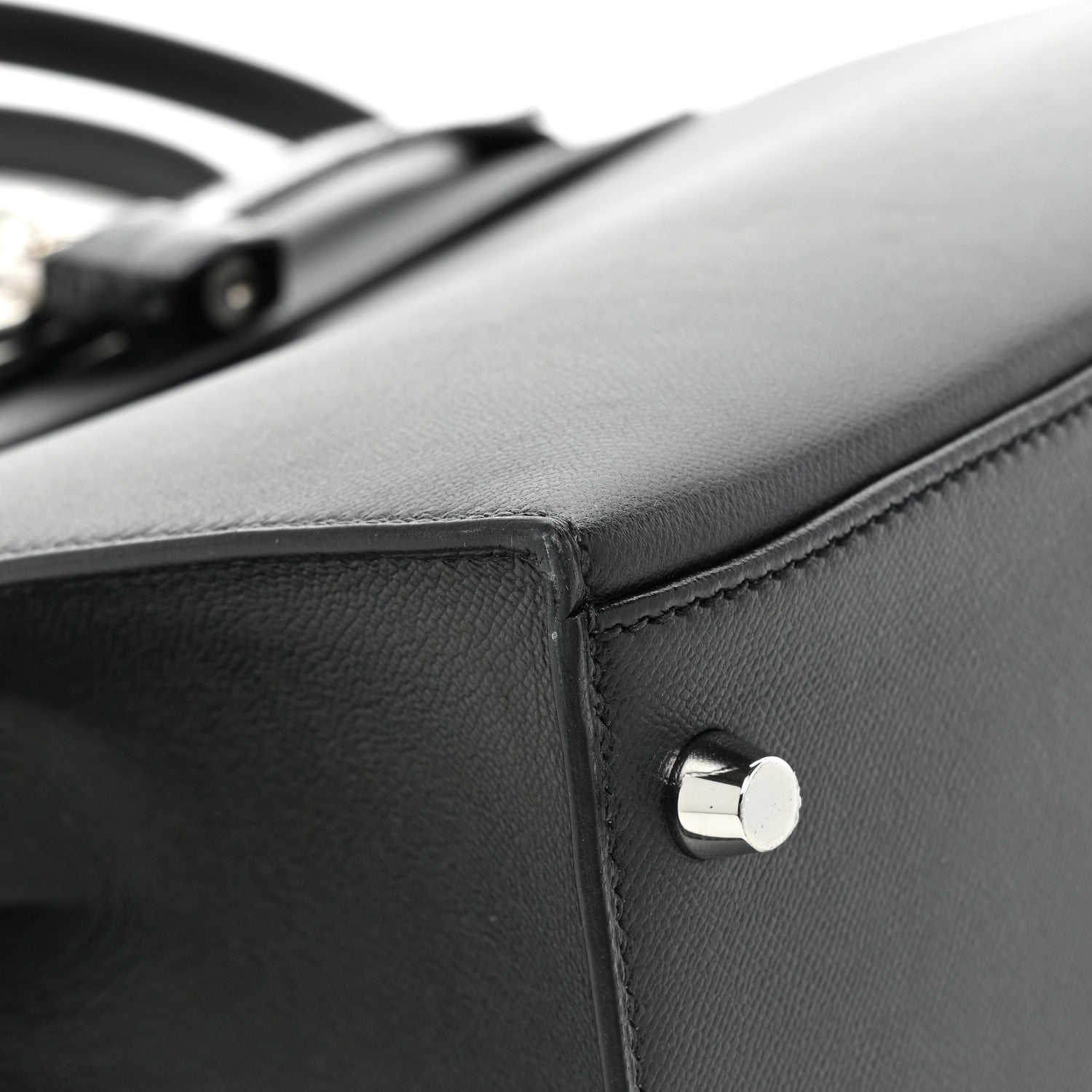 Hermes Madame Calfskin Shiny Niloticus Crocodile Kelly Sellier Touch 28 Black 9 of 13