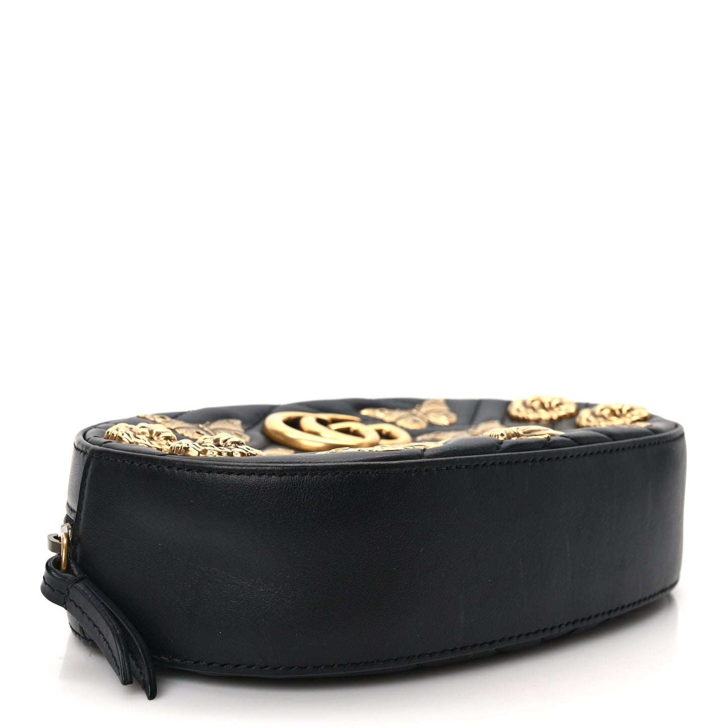 Calfskin Matelasse Animal Studs GG Marmont Belt Bag 85 34 Black