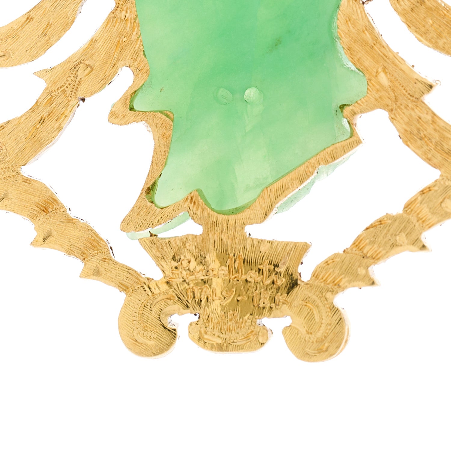 Buccellati 18K Yellow Gold Jade Carved Pendant 6 of 6