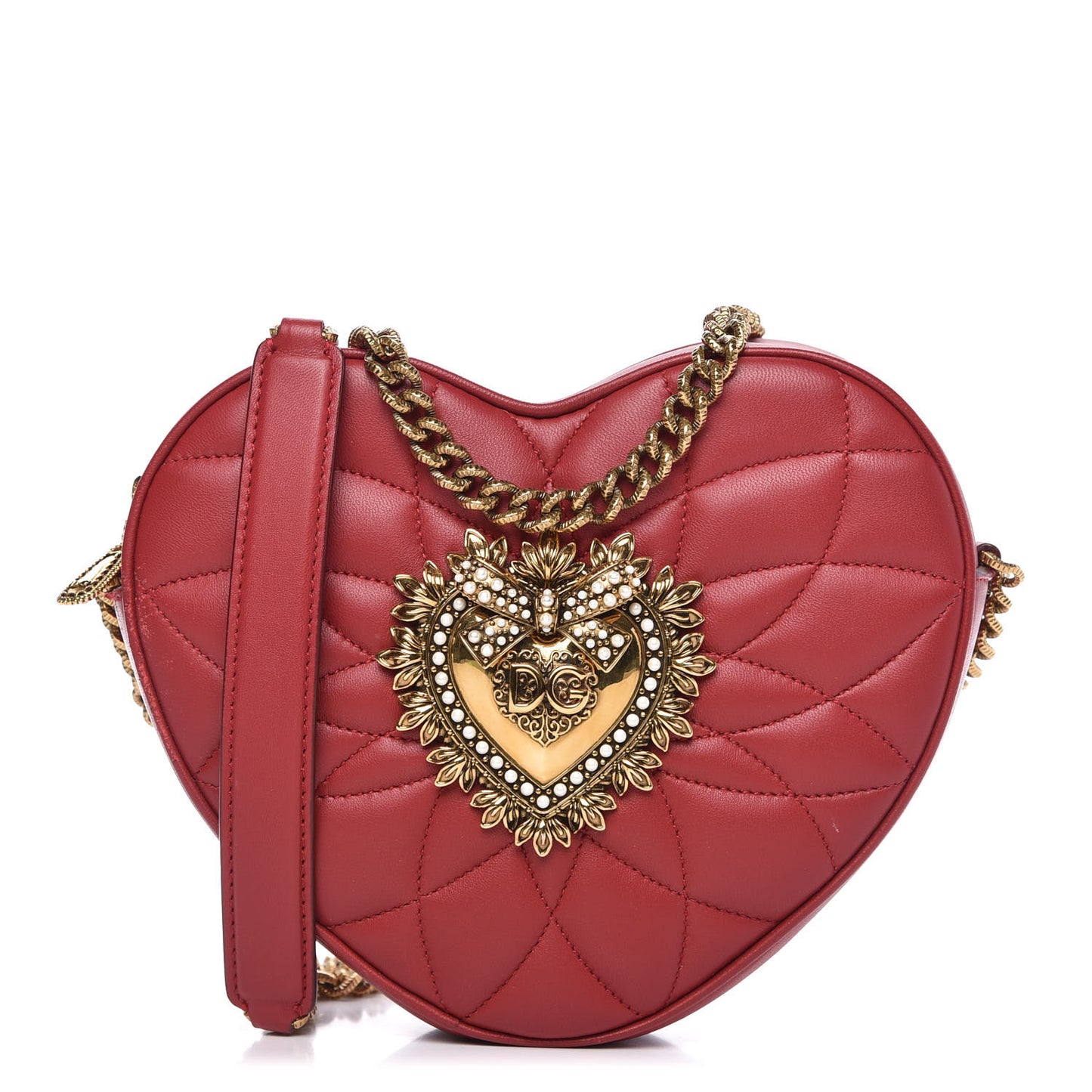 Calfskin Devotion Heart Zip Crossbody Bag Red