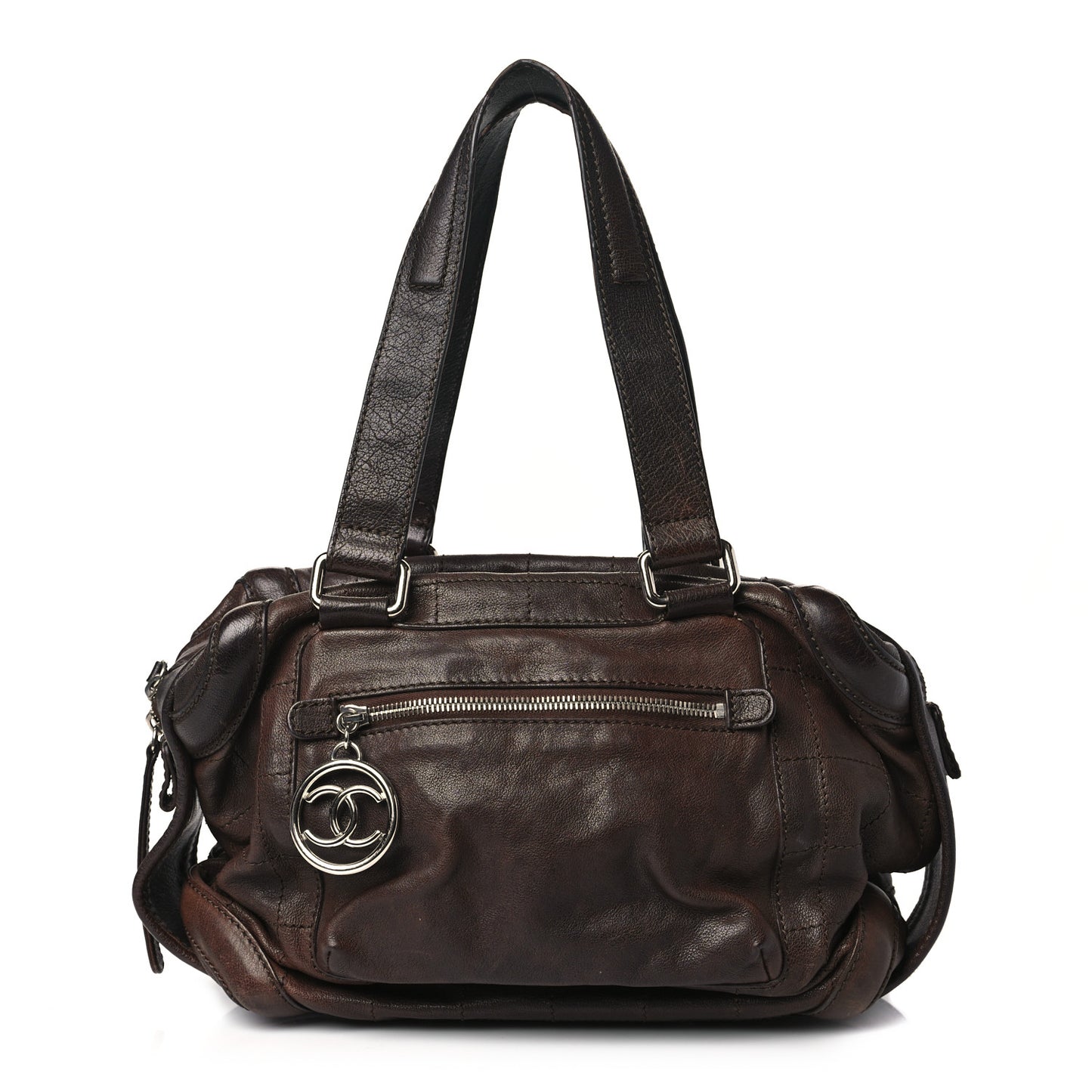 Calfskin Stitched Outdoor Ligne Bowler Brown