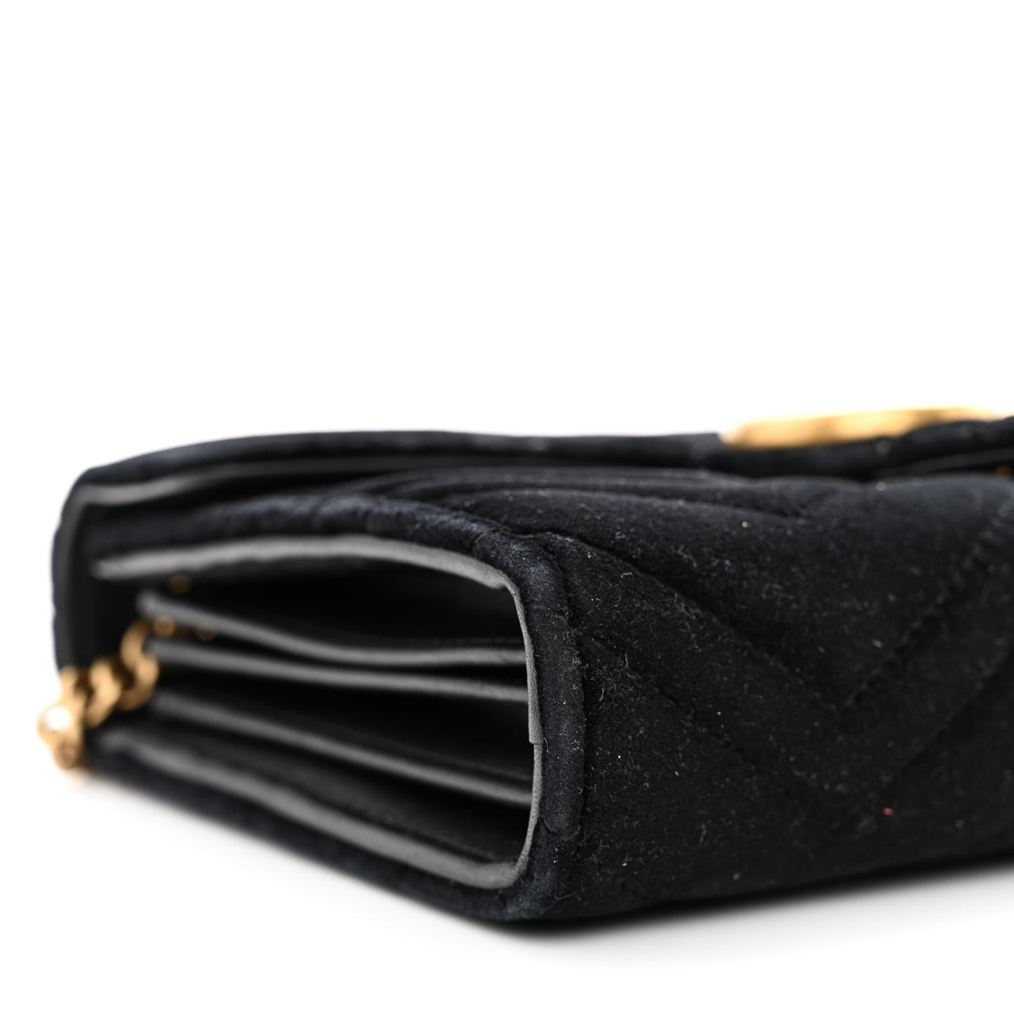 Velvet Matelasse GG Marmont Chain Wallet Black