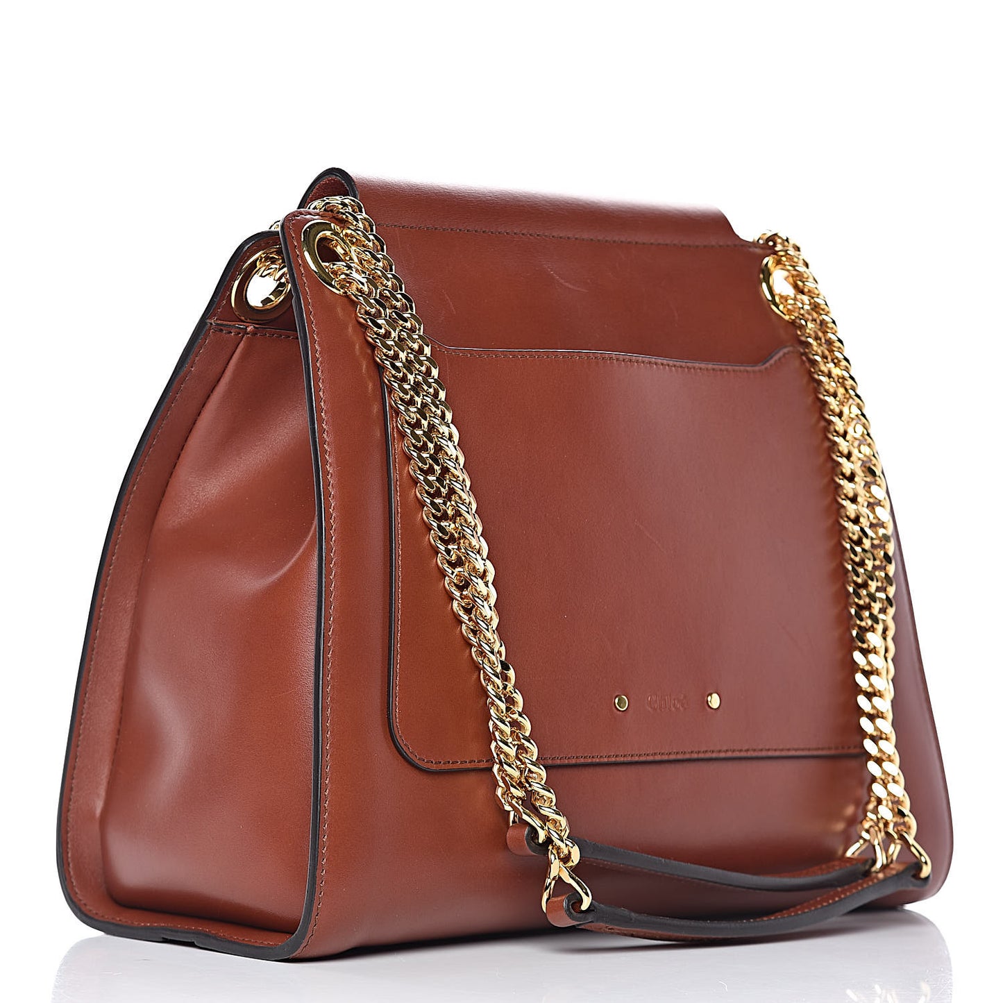 Shiny Calfskin Medium Annie Shoulder Bag Whiskey