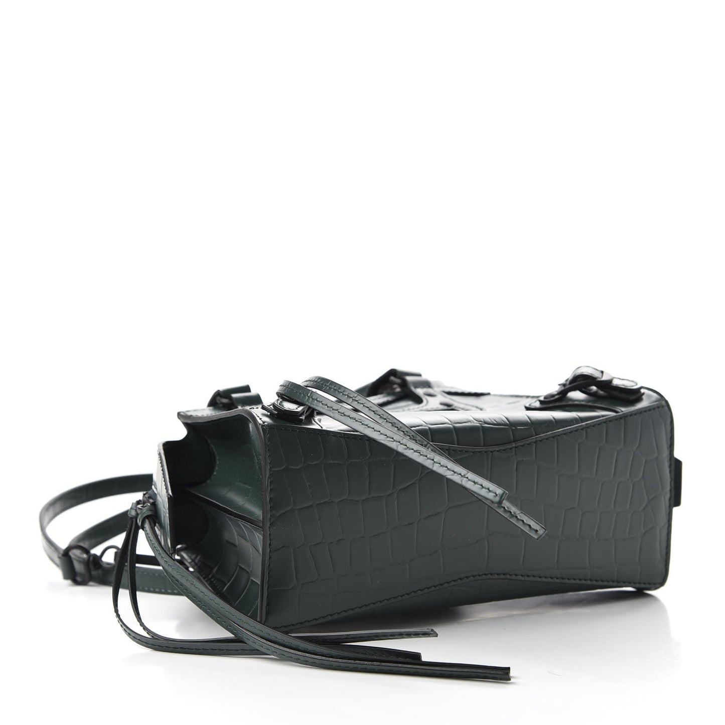Semi Shiny Calfskin Crocodile Embossed Neo Classic Black Hardware Mini City Forest Green