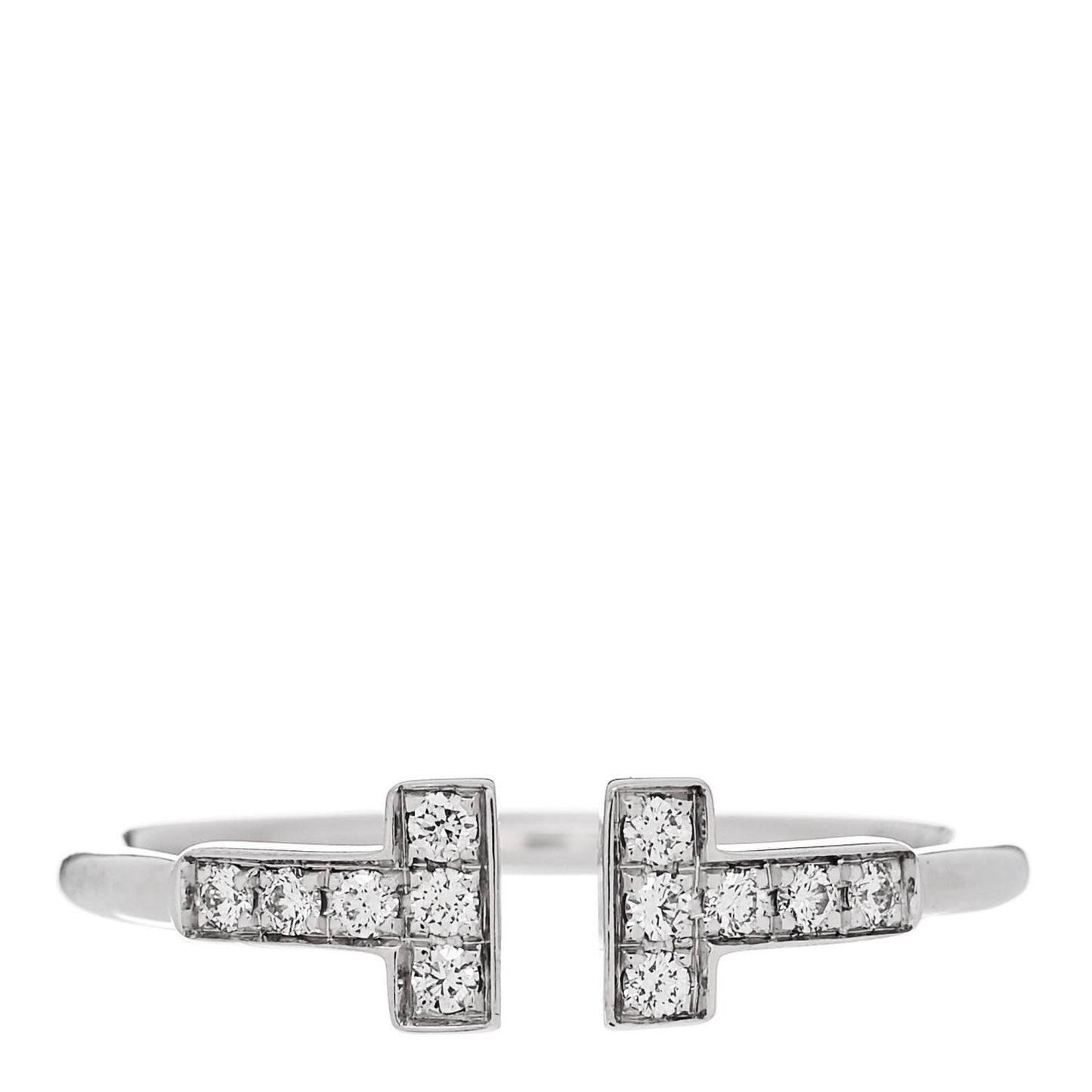 18K White Gold Diamond T Wire Ring 56 7.5