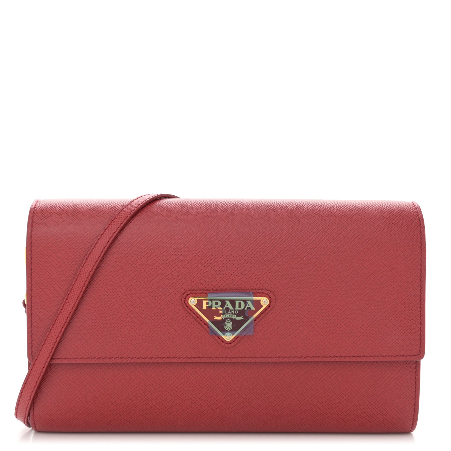 Saffiano Wallet With Shoulder Strap Fuoco