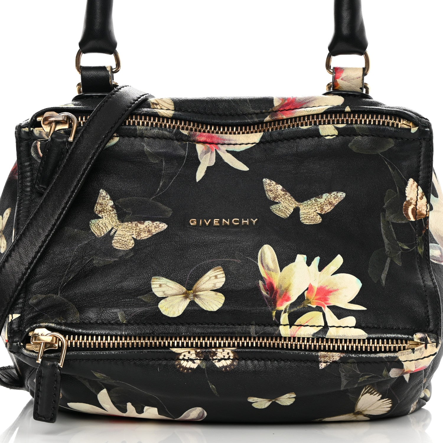 Givenchy Lambskin Magnolia and Moth Print Mini Pandora Black 9 of 16