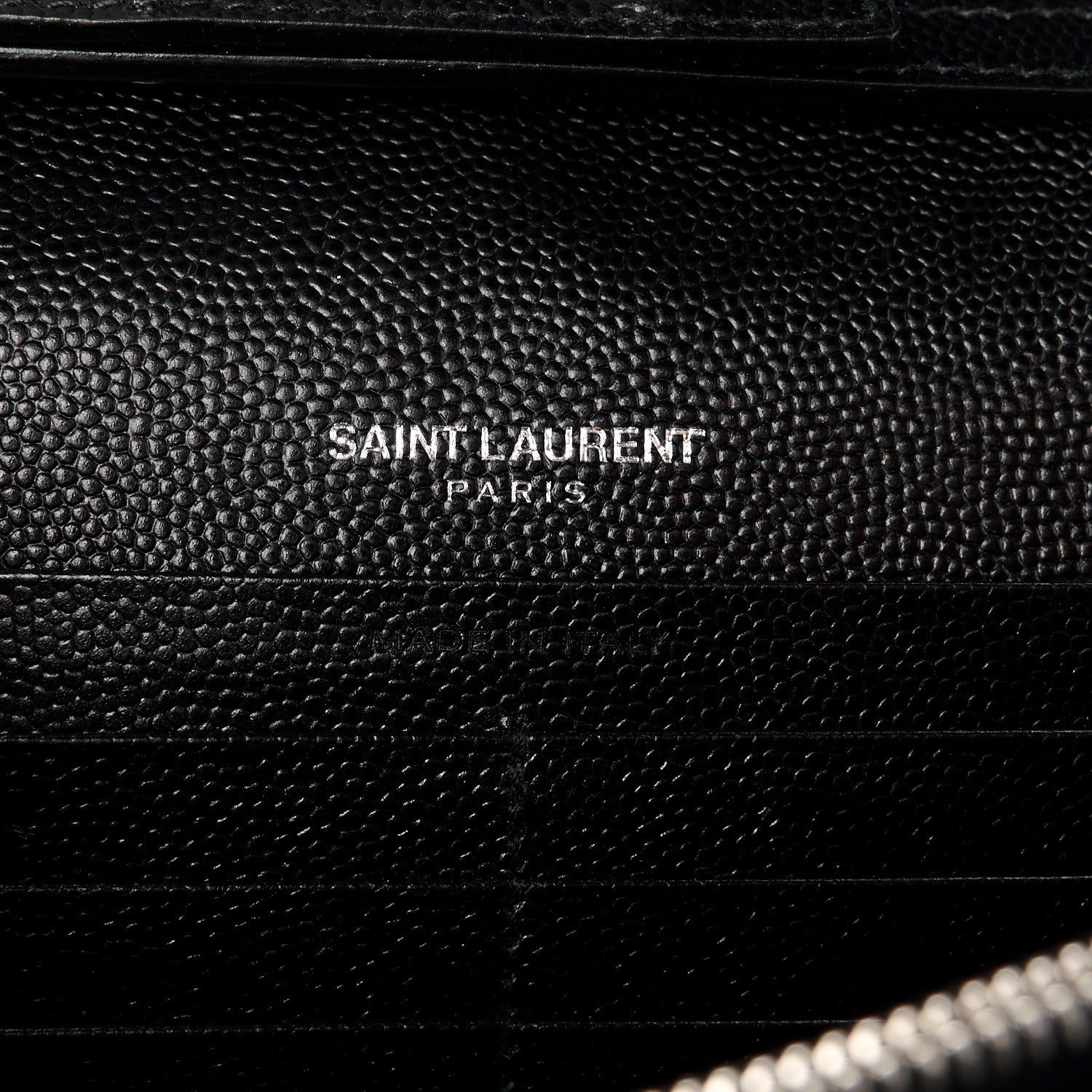 Saint Laurent Grain De Poudre Matelasse Chevron Monogram Chain Wallet Black 6 of 10