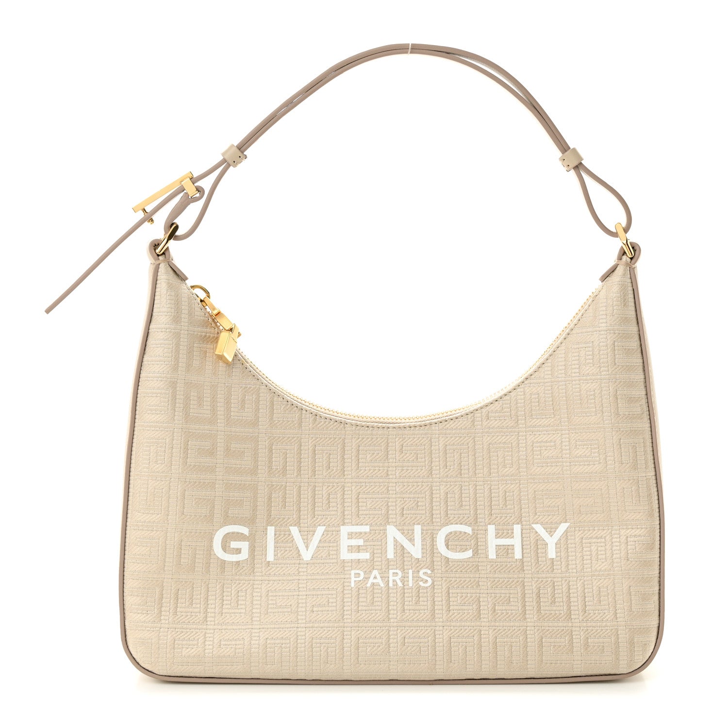 Givenchy Coated Canvas Logo 4G Embossed Small Moon Cut Out Shoulder Bag Natural Beige 1 of 12