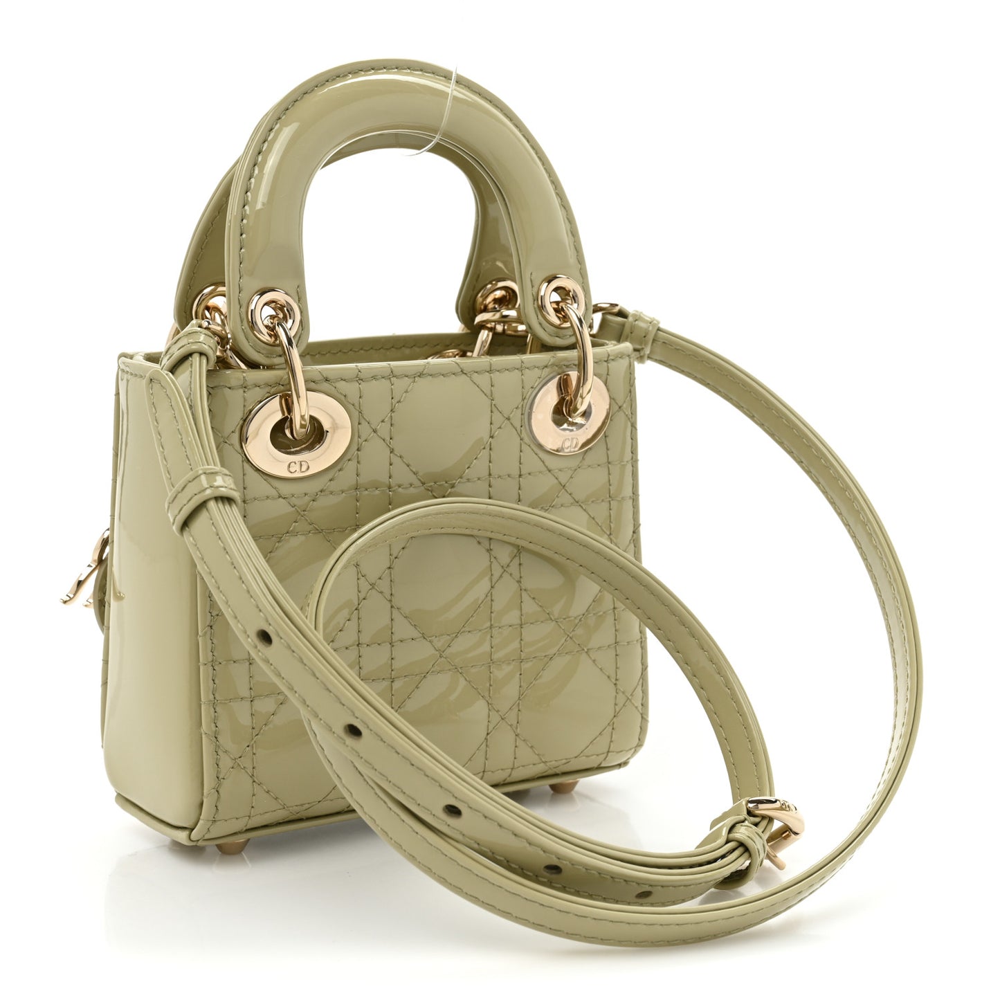 Patent Cannage Micro Lady Dior Sage Green
