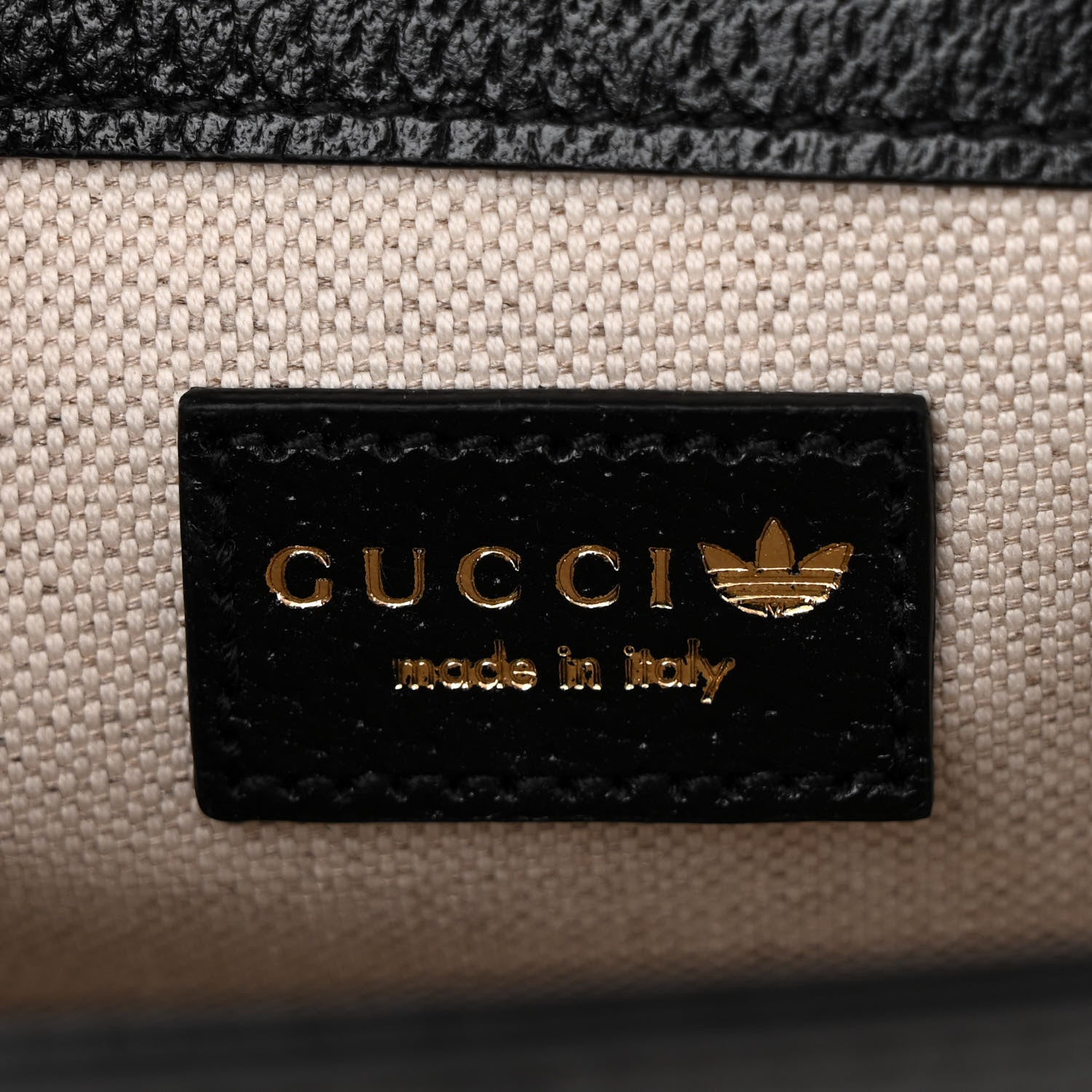 Gucci X ADIDAS Textured Dollar Calfskin Web Trefoil Mini Horsebit 1955 Shoulder Bag Black Off White 6 of 10