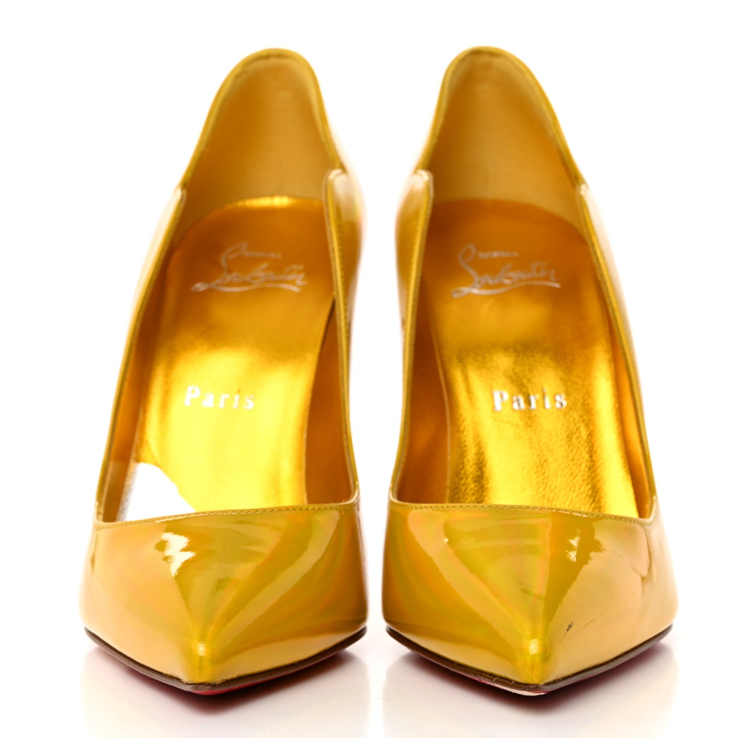 Metallic Patent Hot Chick 100 Pumps 36 Yellow