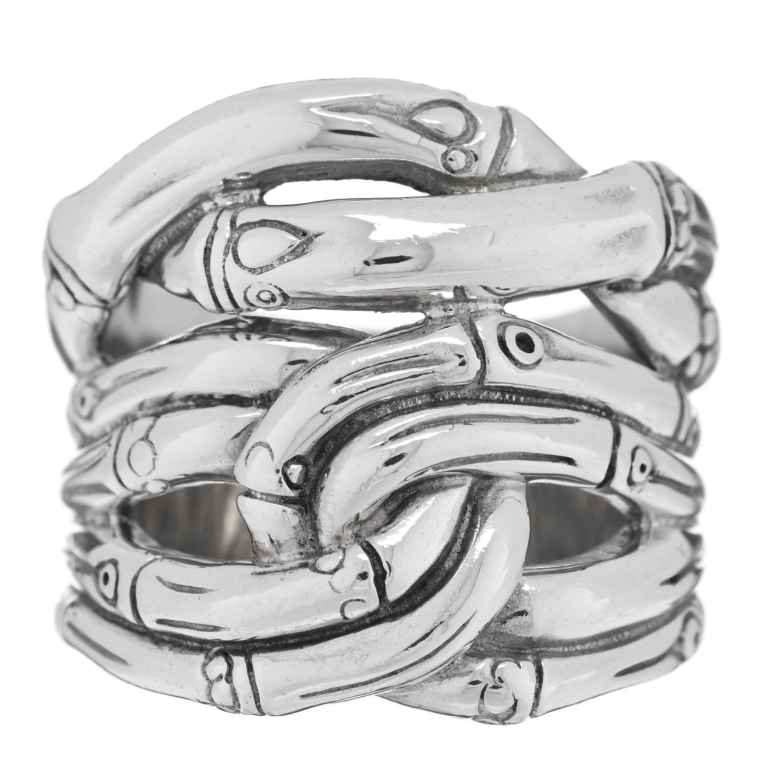 John Hardy Sterling Silver Bamboo Woven Ring 54 6.75 1 of 4
