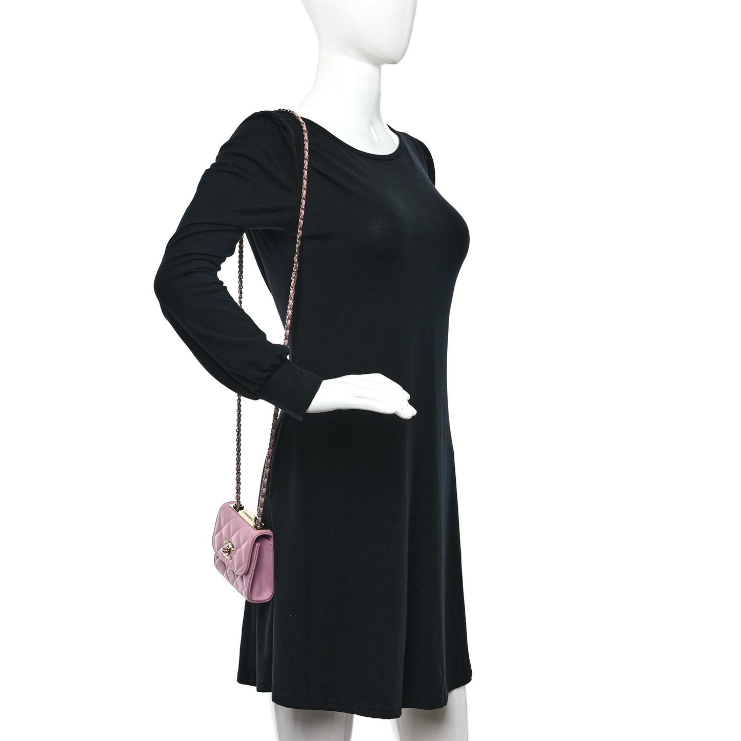 Lambskin Quilted Mini Trendy CC Clutch With Chain Light Pink