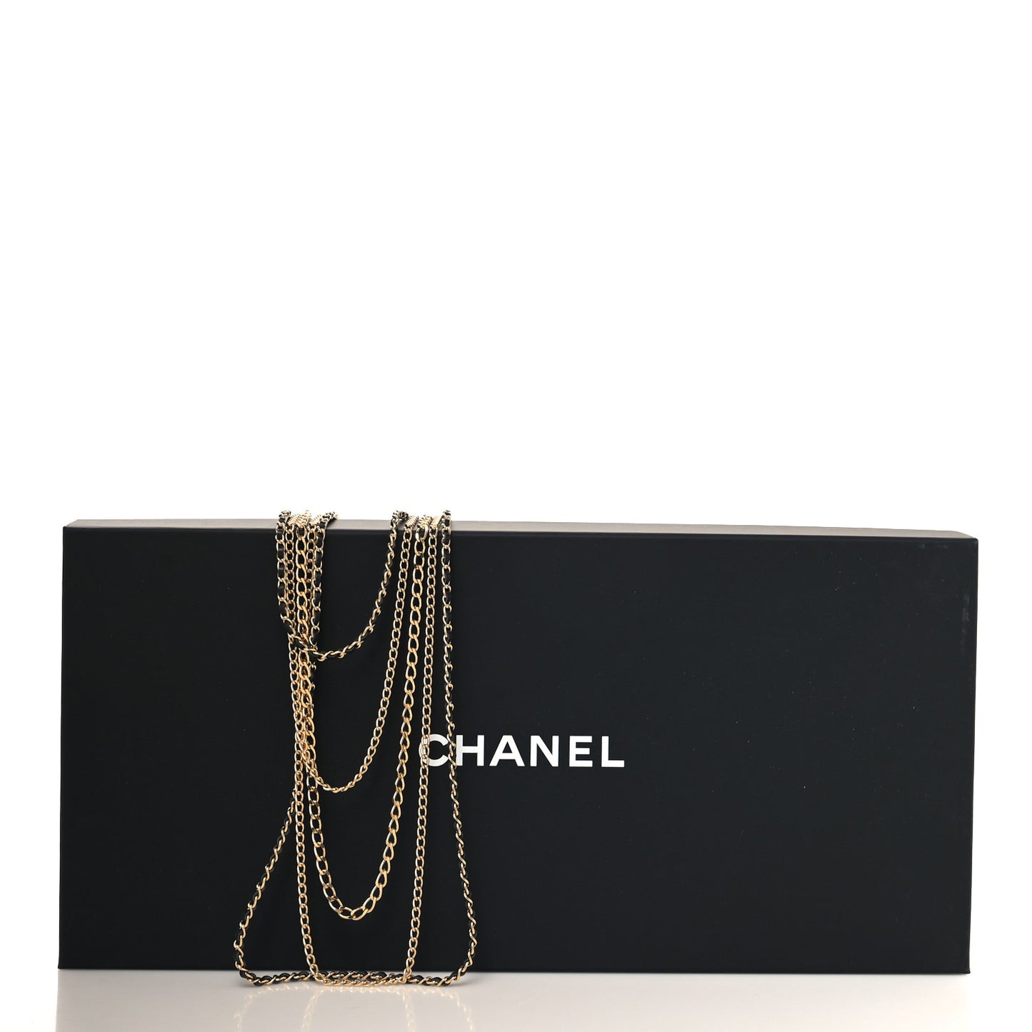 Lambskin Bow CC Multistrand Long Necklace Gold Black