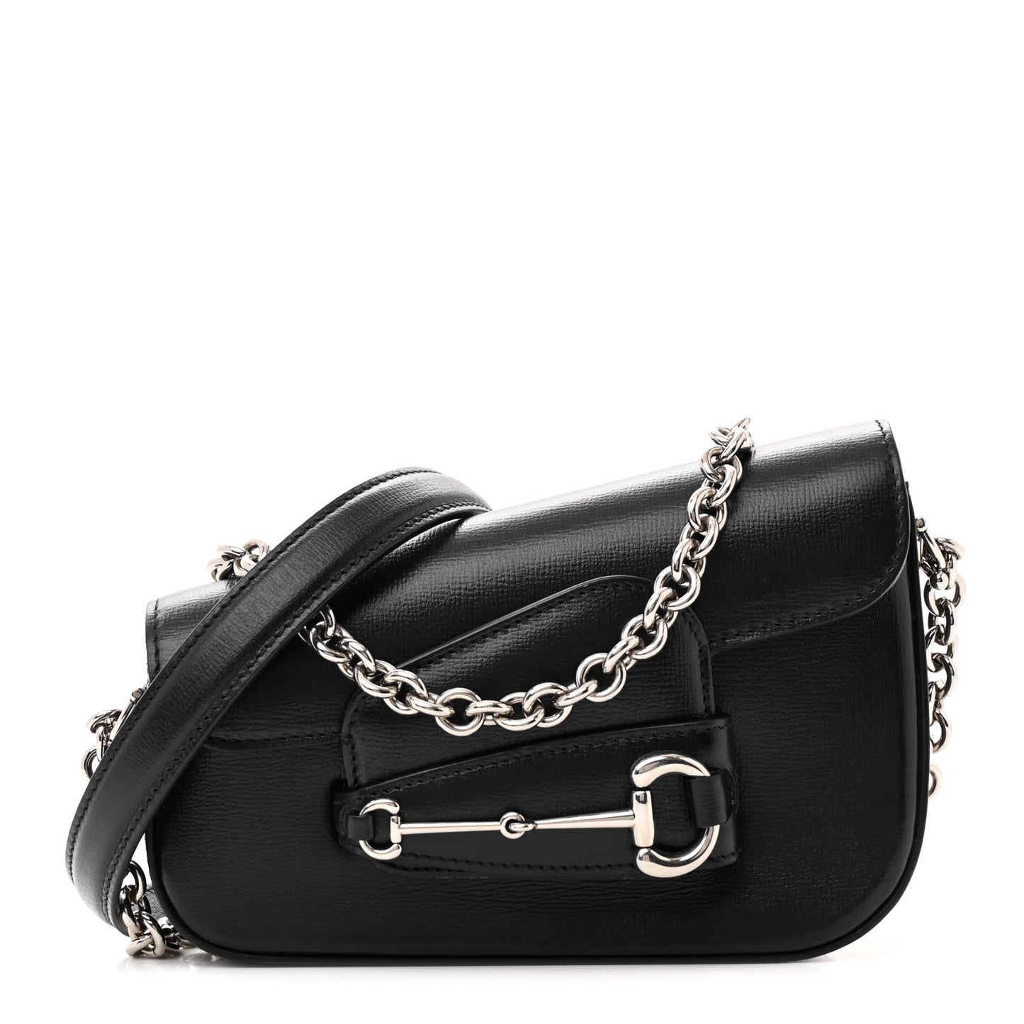 Calfskin Mini Horsebit 1955 Asymmetric Shoulder Bag Black