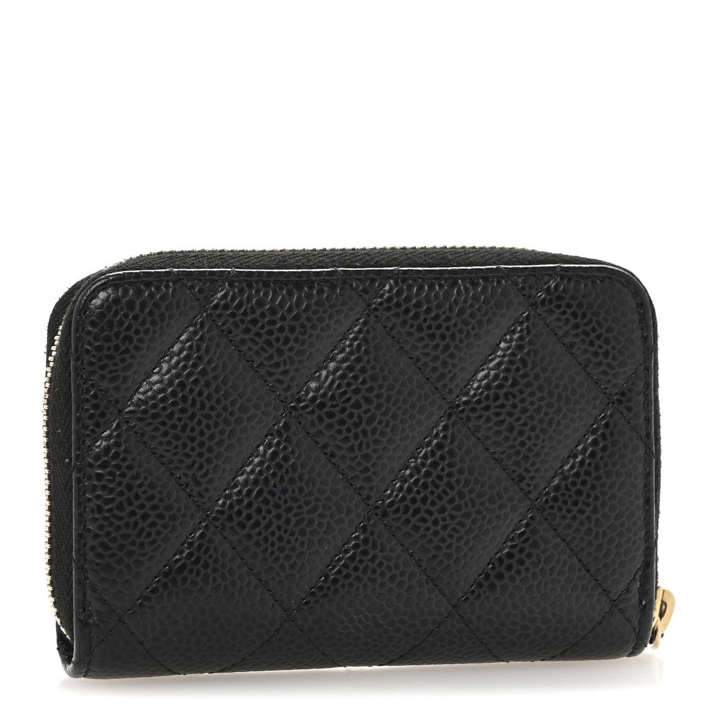 Caviar Quilted Zip Coin Purse Black