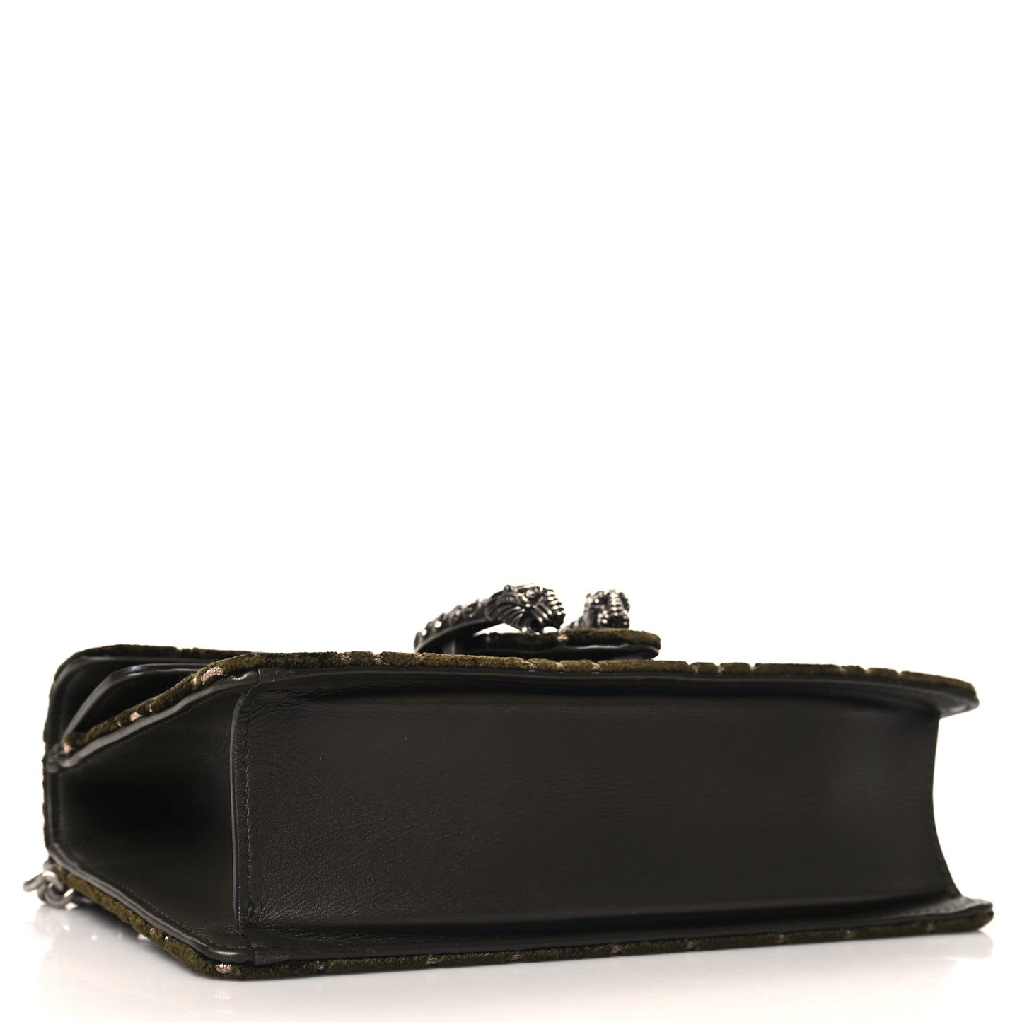Velvet Moon Calfskin Crystal GG Monogram Small Dionysus Shoulder Bag Dark Olive Rose Gold