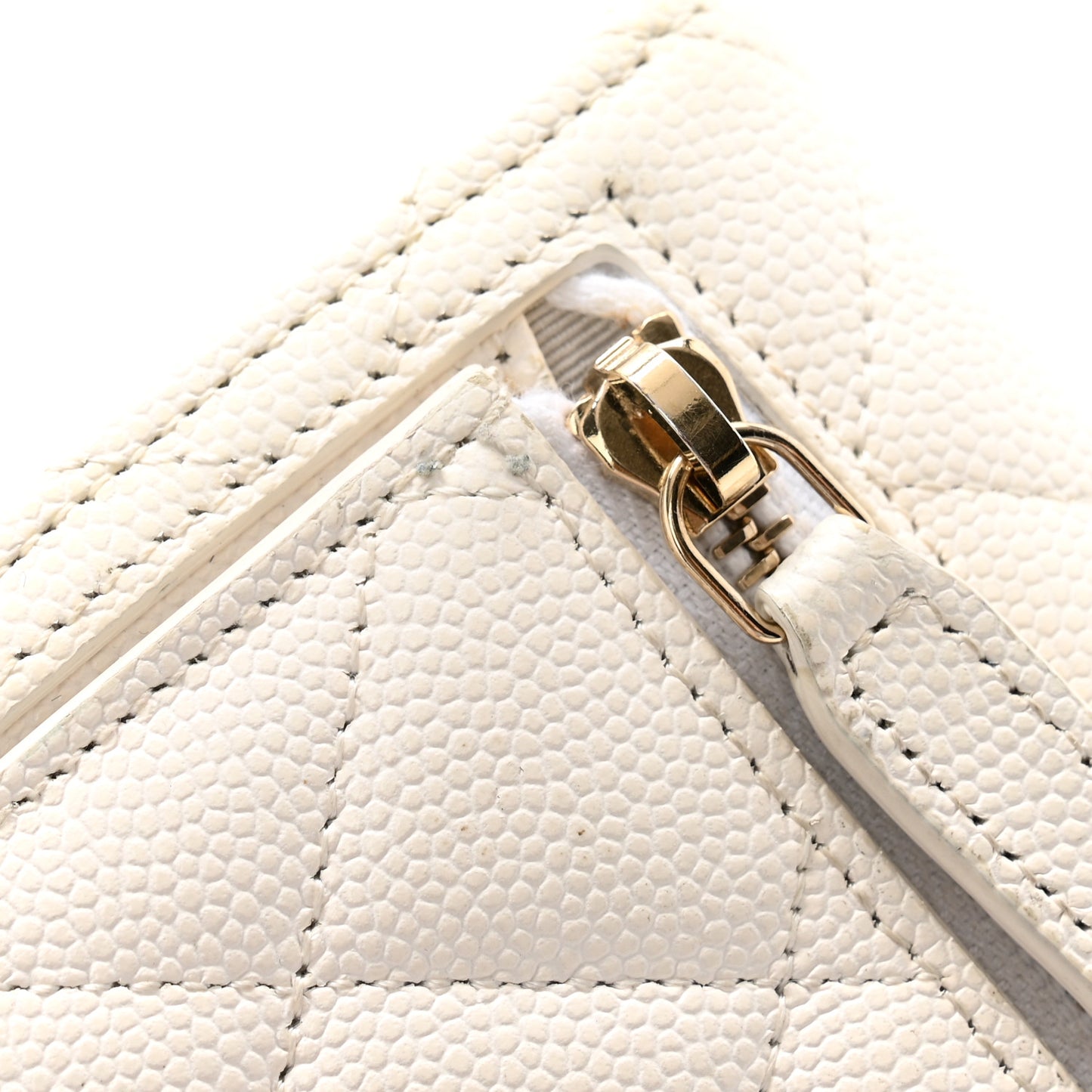 Caviar Quilted Compact Flap Wallet White