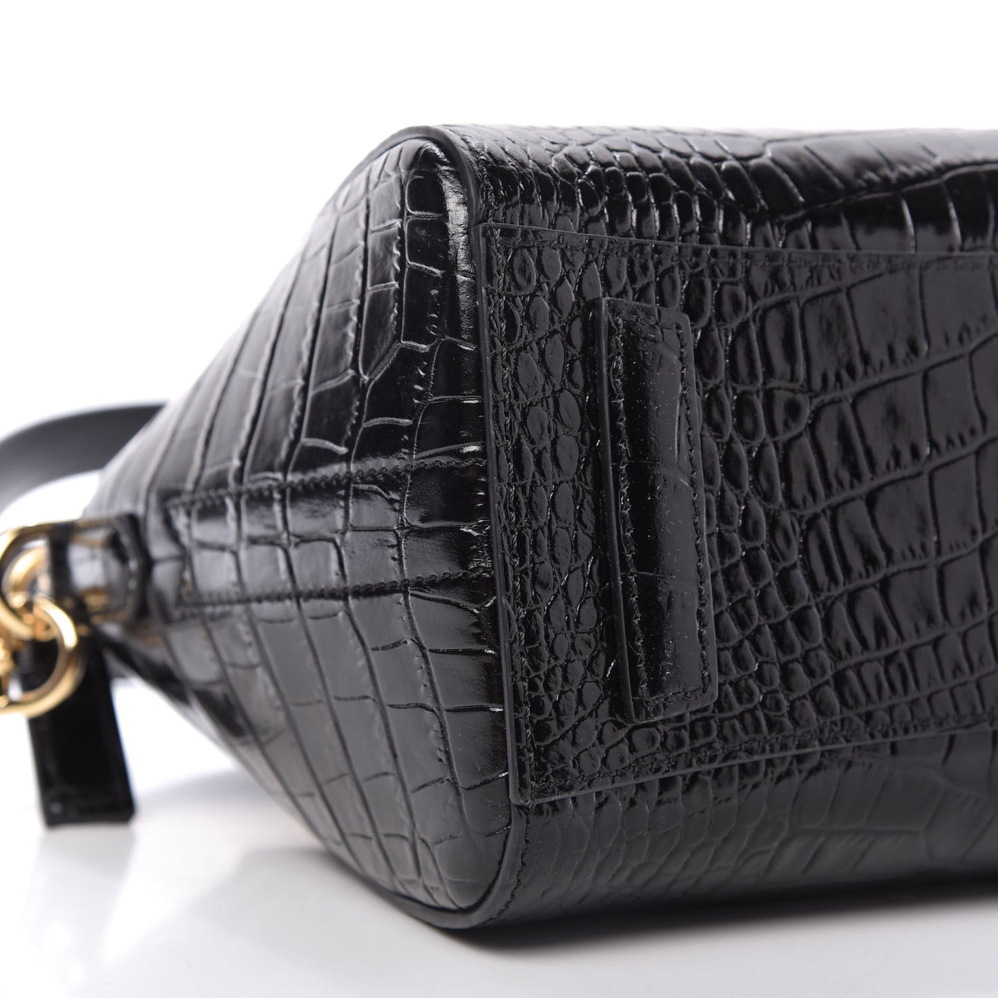 Calfskin Crocodile Embossed Mini Antigona Black