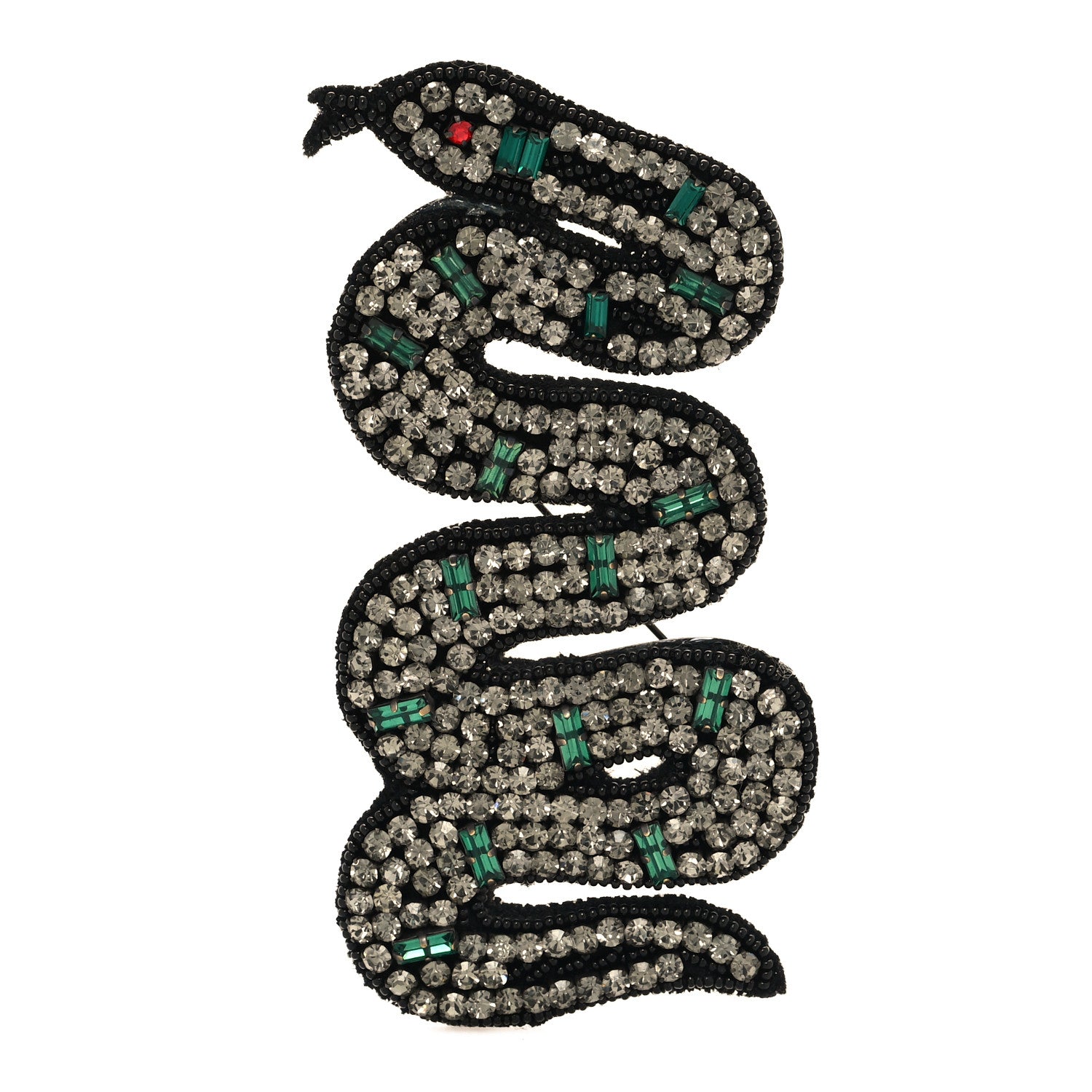 Gucci Crystal Bead Embroidered Snake Brooch Multicolor 1 of 3