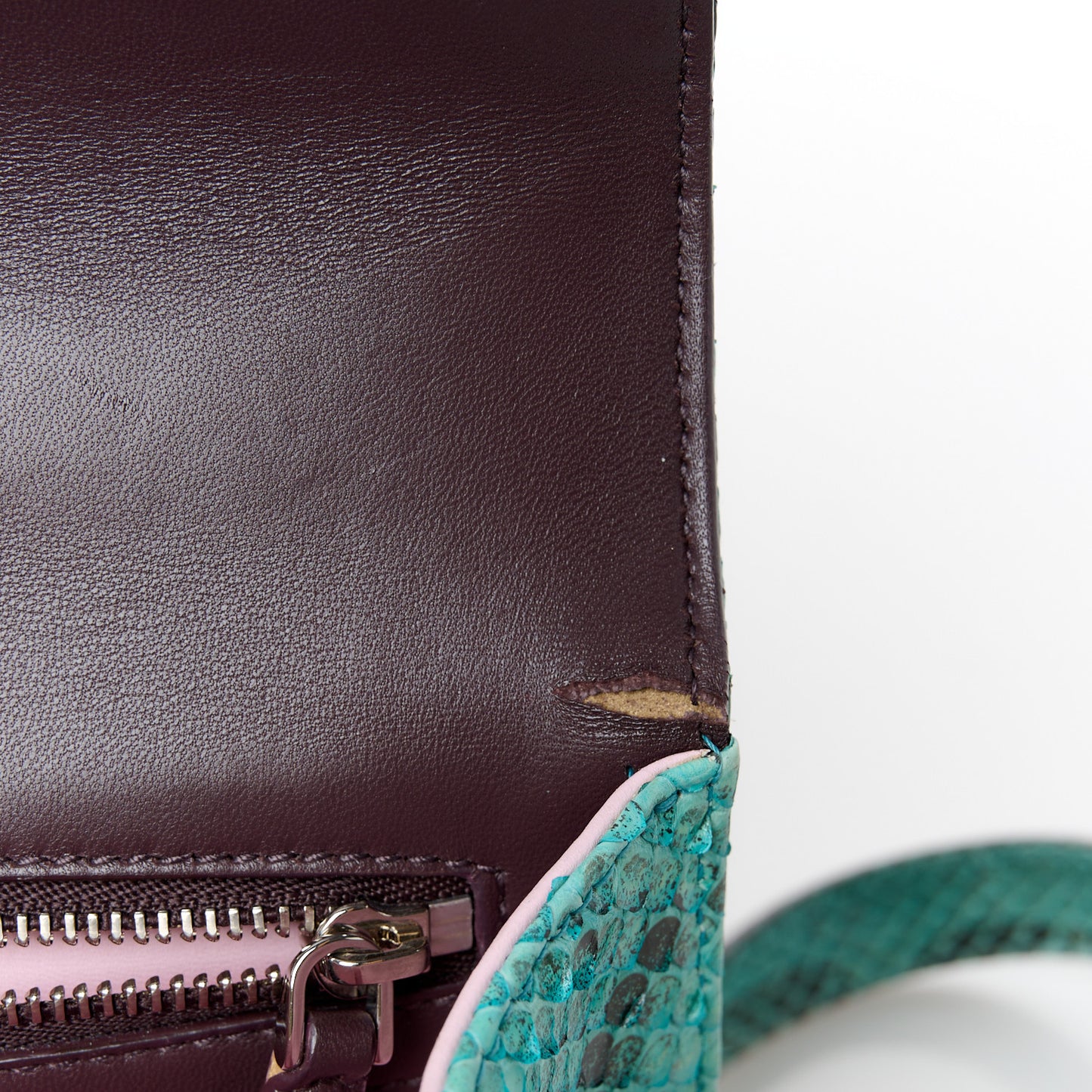 Snakeskin Gradient Small Diorama Flap Bag Turquoise Beige