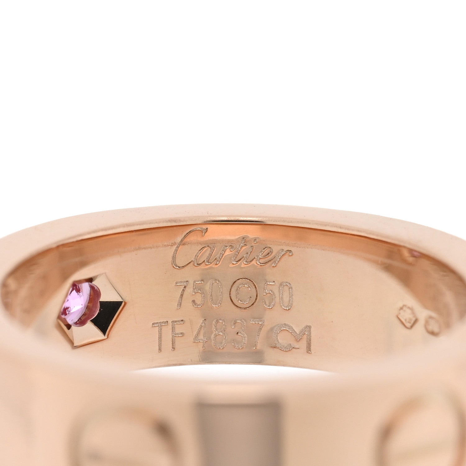 Cartier 18K Pink Gold Pink Sapphire 5.5mm LOVE Ring 50 5.25 4 of 4
