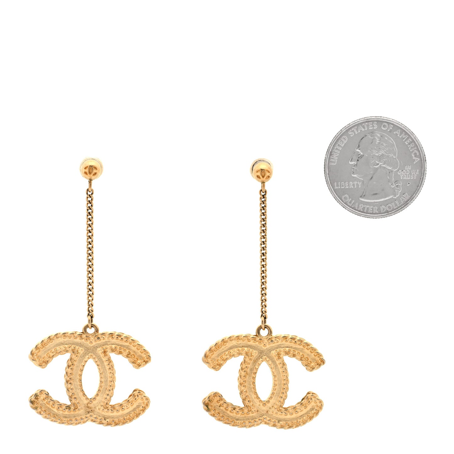 CC Drop Earrings Matte Gold