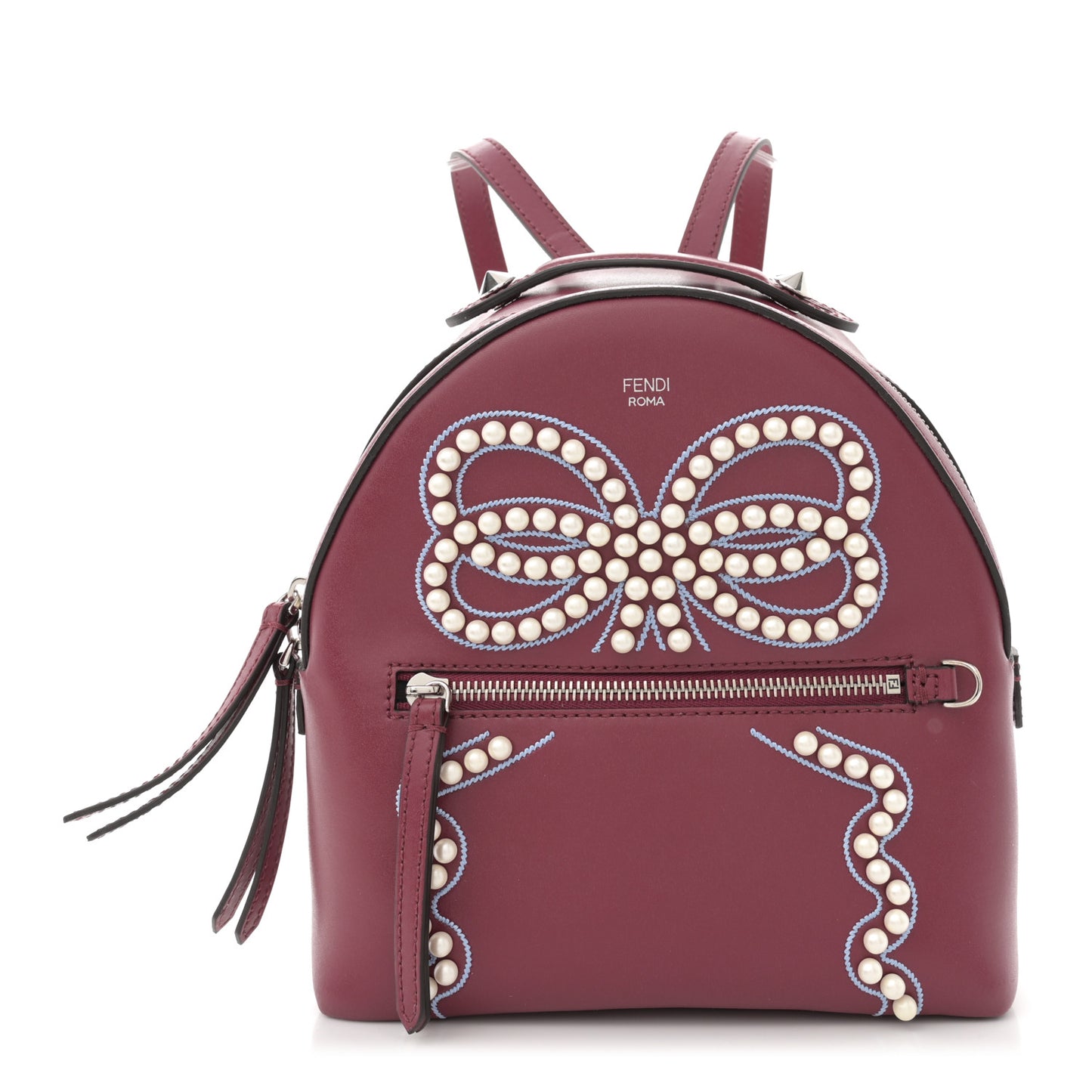 Vitello Liberty Pearl Romantic Bow Mini Backpack Black Cherry