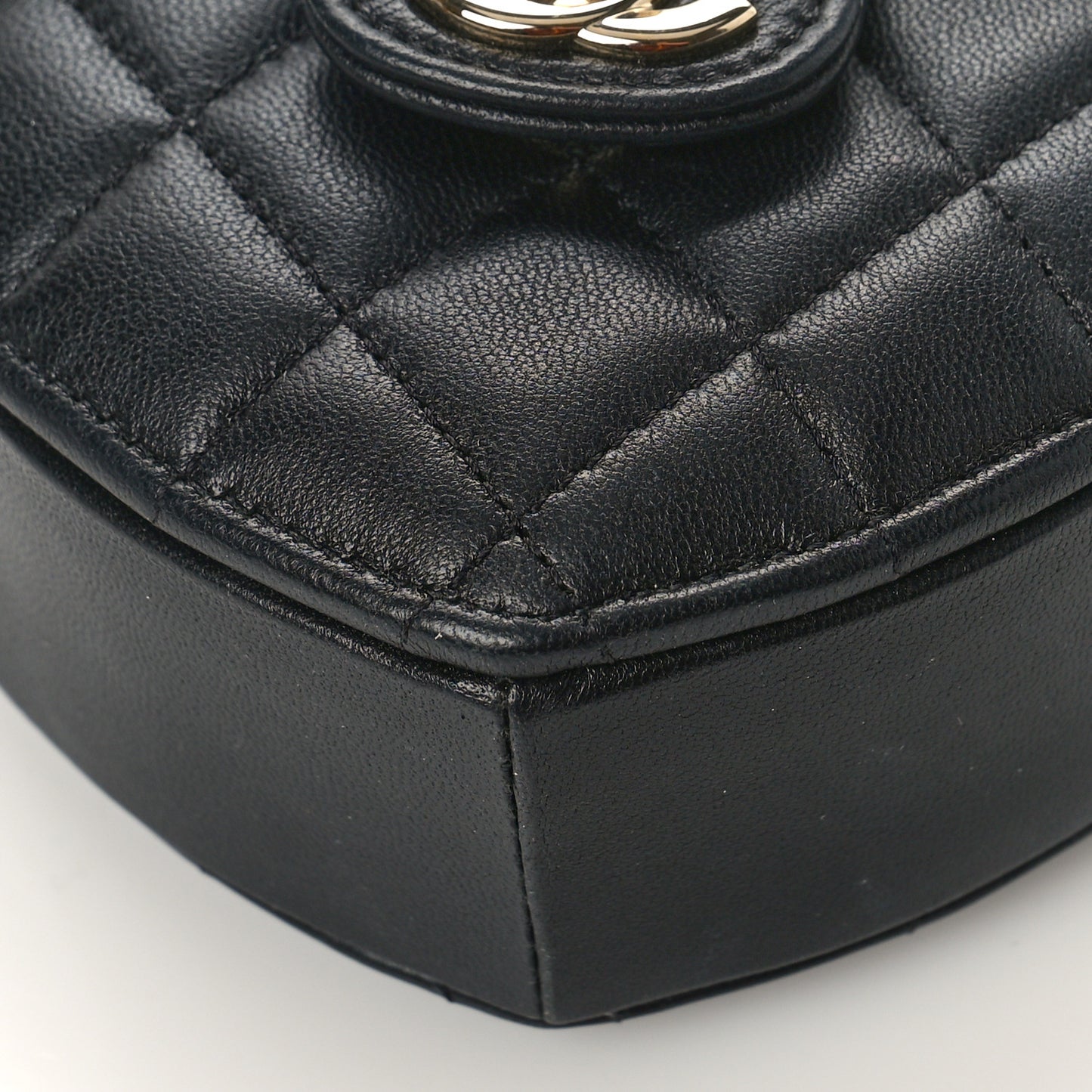 Lambskin Quilted CC In Love Heart Clutch Black