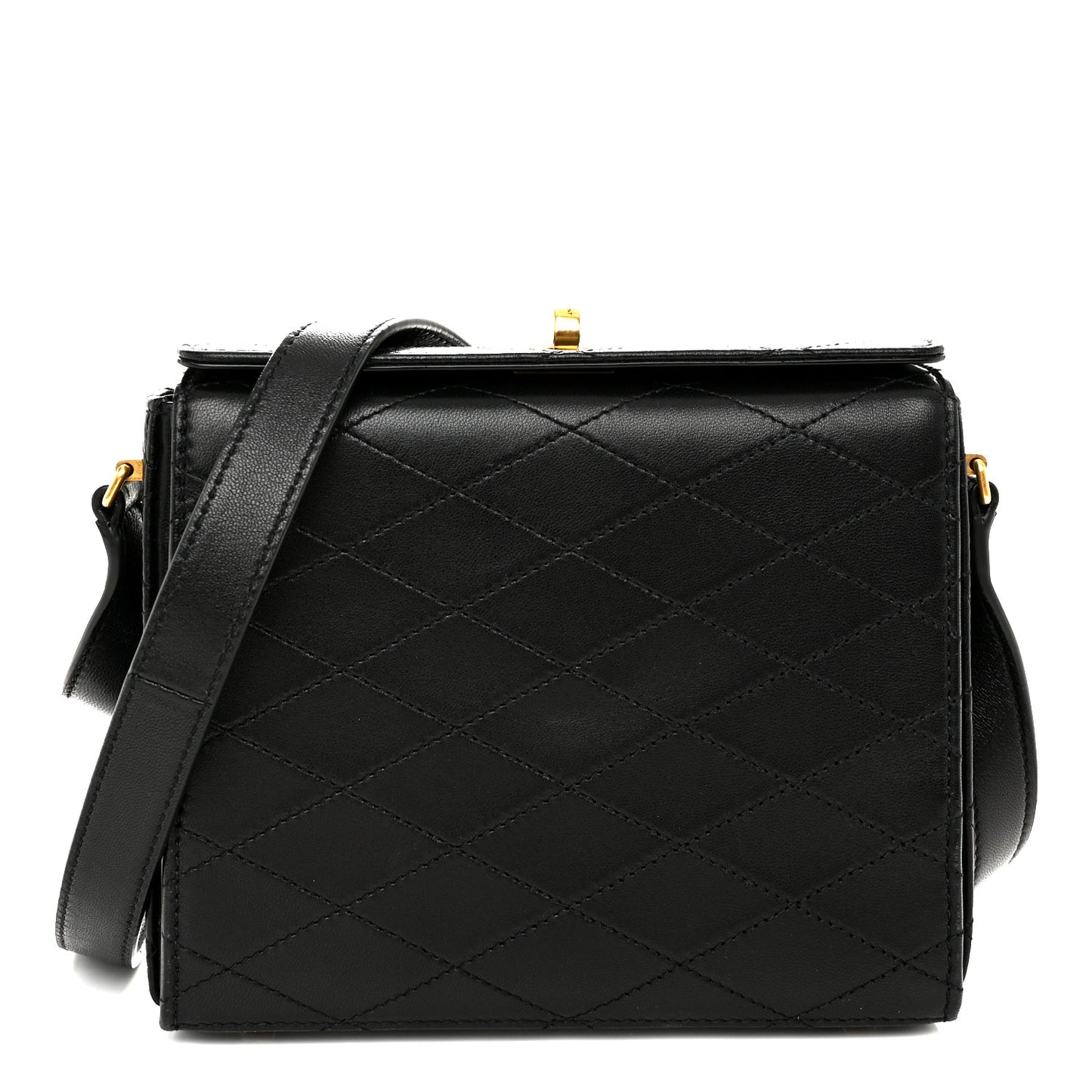 Lambskin Quilted Mini Square Crossbody Black
