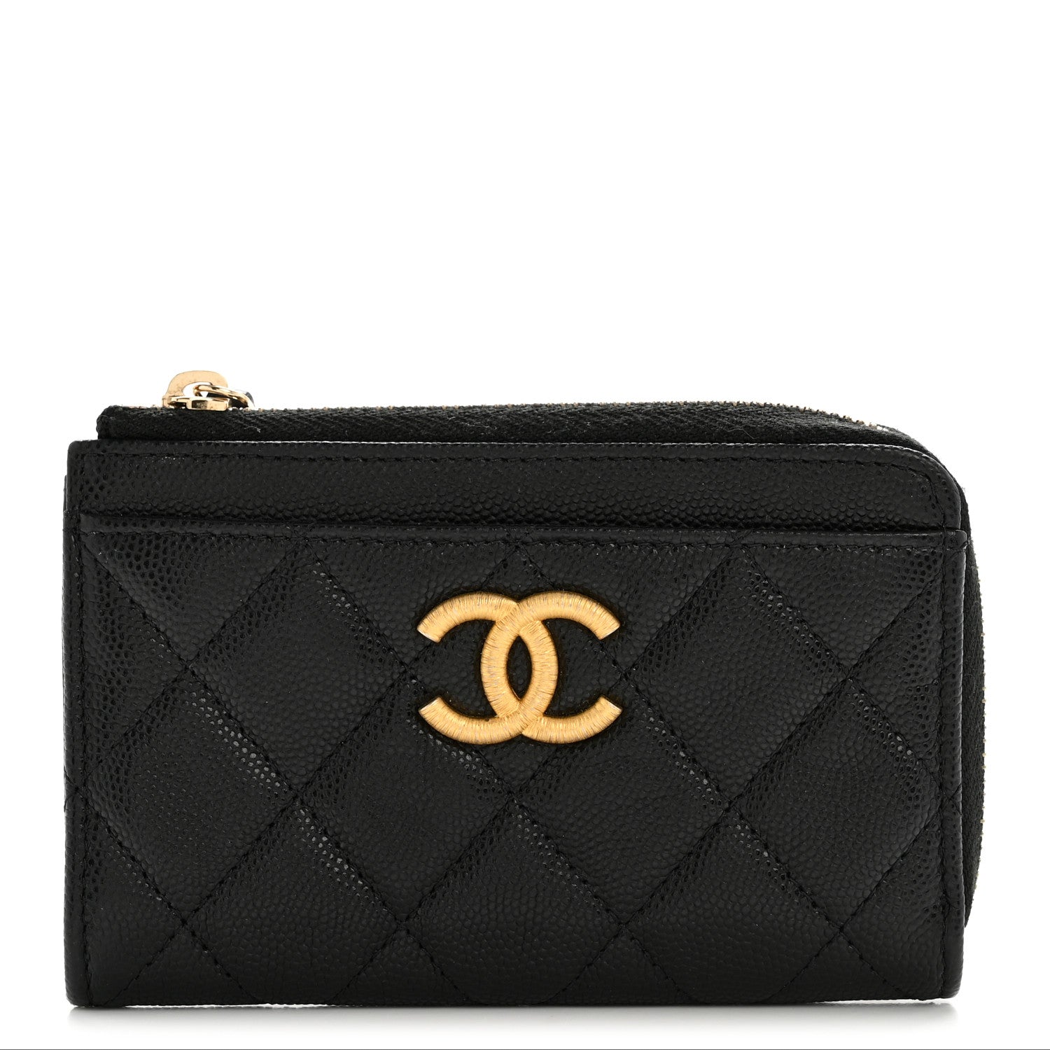 Chanel Caviar Quilted CC Zip Around Card Holder Black 1873867