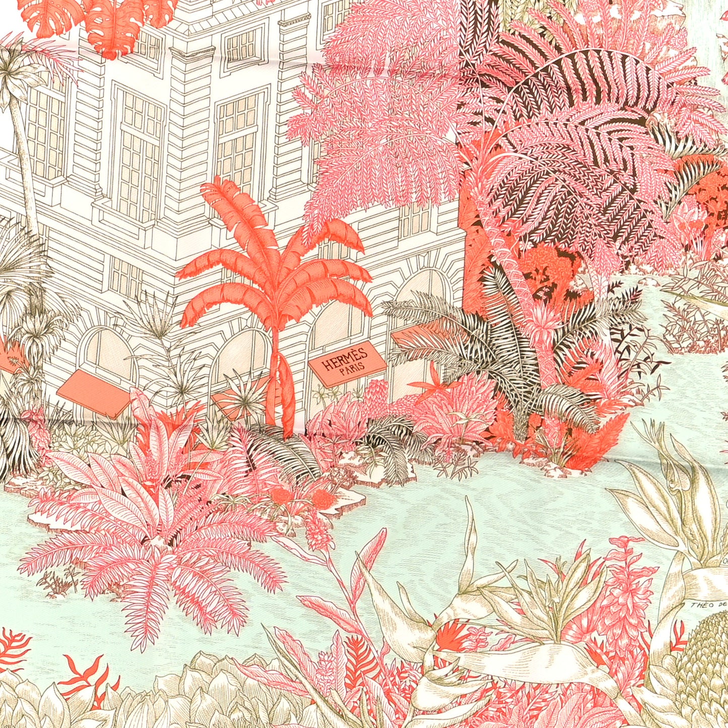 Silk Faubourg Tropical Scarf 90 Orange Kaki Saumon