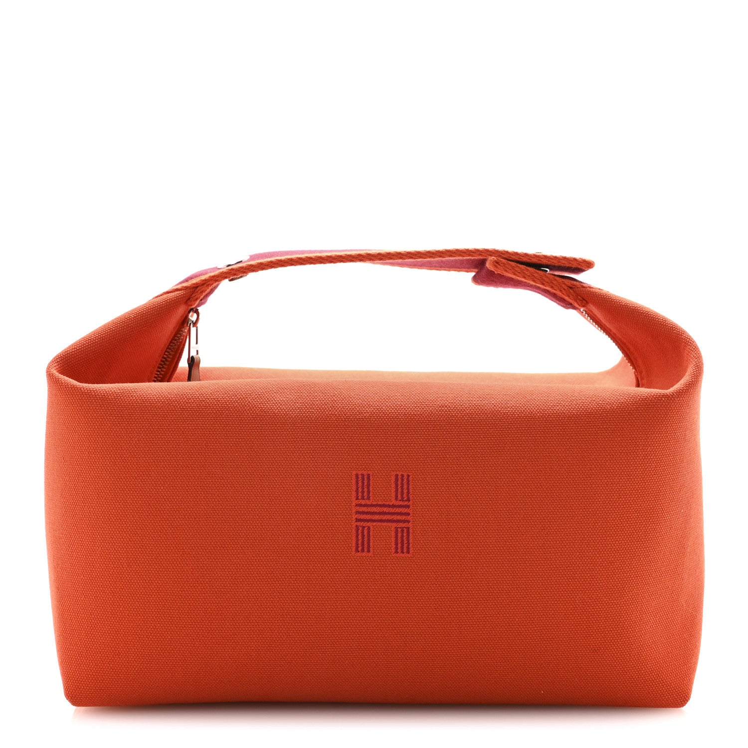 Hermes Canvas Large Bride-A-Brac Pouch Orange Feu Burgundy 1816098