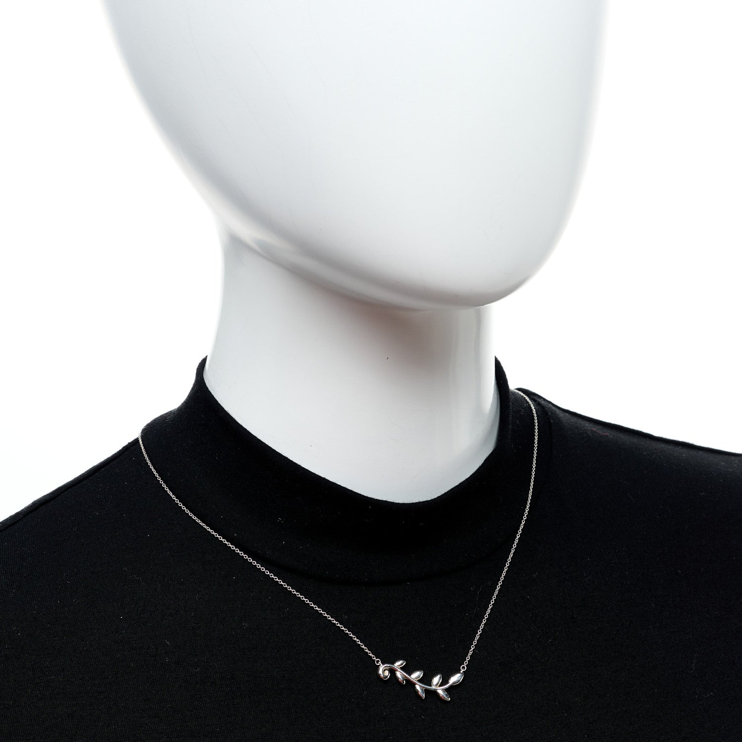 Tiffany Sterling Silver Paloma Picasso Olive Leaf Vine Pendant Necklace 2 of 5