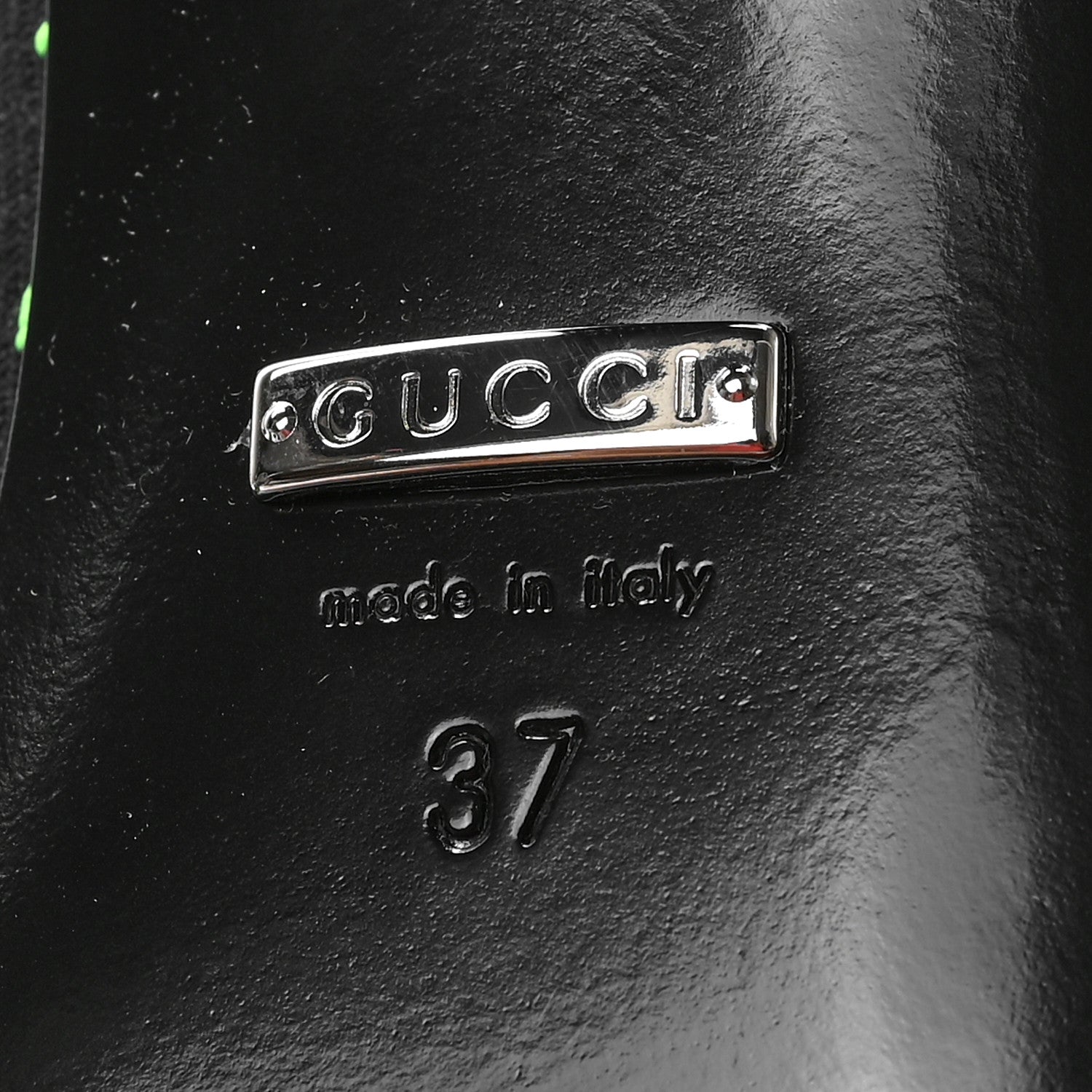 Gucci Technical Jersey Knit GG Monogram Square G 75mm Ankle Boots 37 Black Neon Green 6 of 7