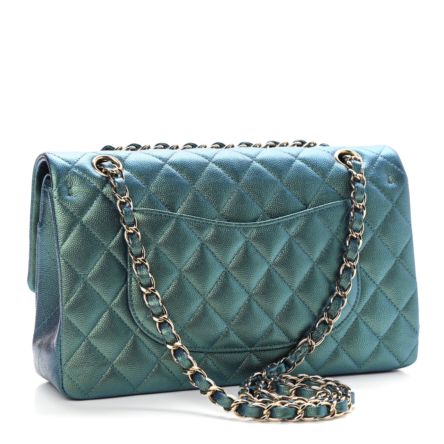 Chanel Iridescent Caviar Quilted Medium Double Flap Green 3 of 11